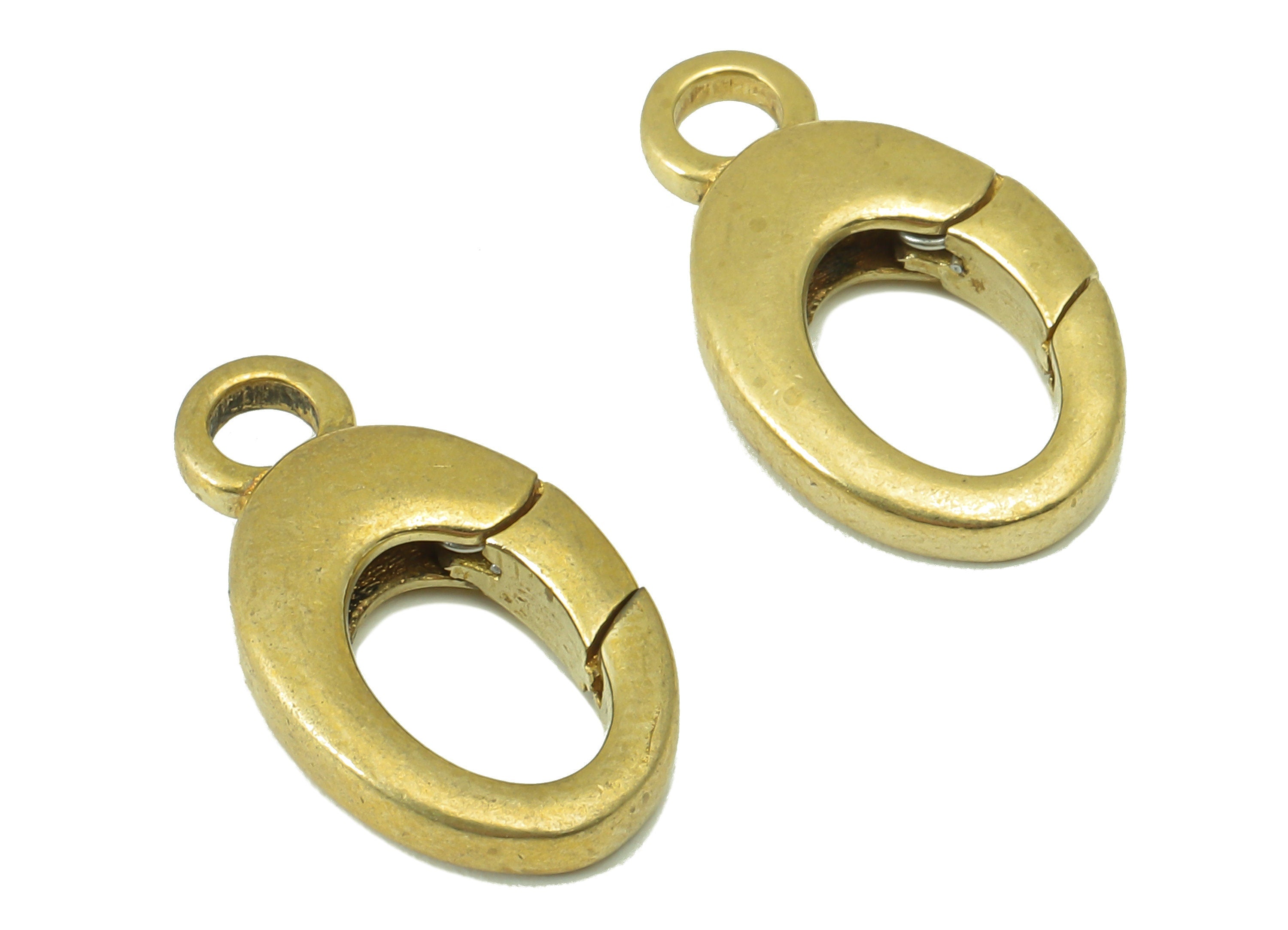 Brass Oval Clasp - Raw Brass Round Hoop Clasp - Brass Hoop Clasp With Loop - Jewelry Supplies - For Necklace -19.38 x 10.86x 3.62mm - PP8344 - DOMEDBAZAAR