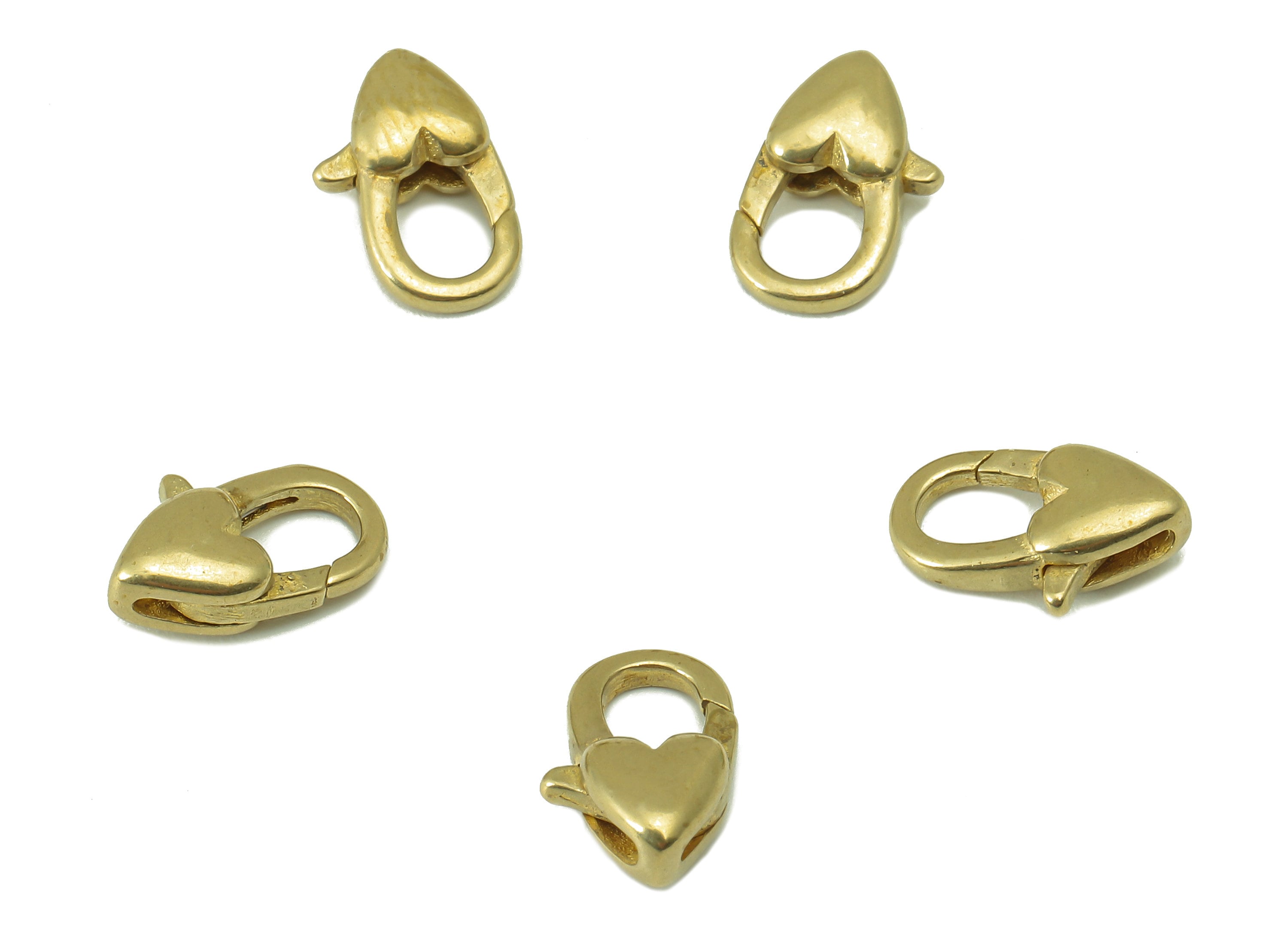 Brass Heart Lobster Clasp - Raw Brass Heart Lobster Clasps - Parrot Clasp- Jewelry Supplies - For Necklace -11.66x 7.21 x 3.98mm - PP8343 - DOMEDBAZAAR