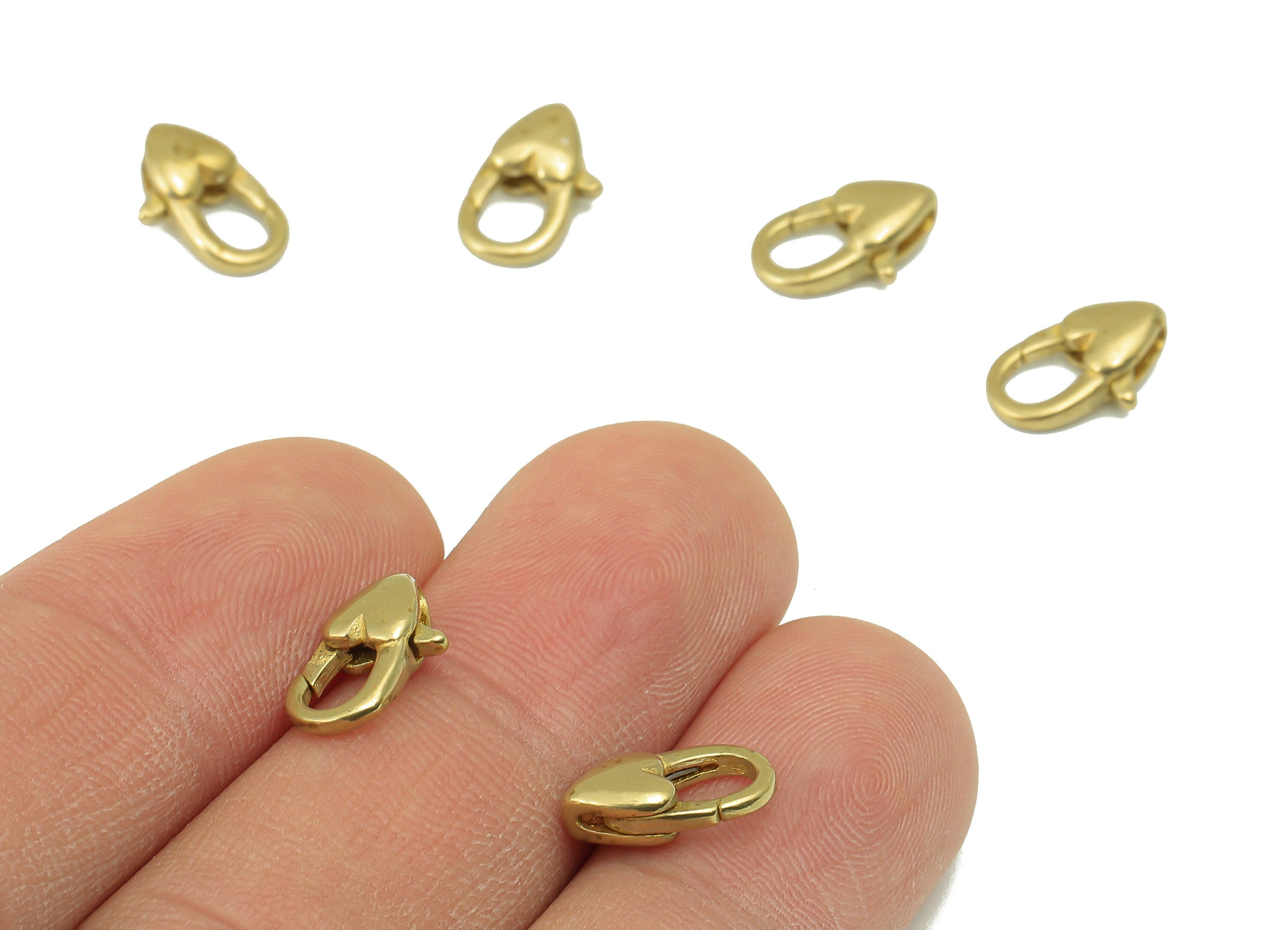 Brass Heart Lobster Clasp - Raw Brass Heart Lobster Clasps - Parrot Clasp- Jewelry Supplies - For Necklace -11.66x 7.21 x 3.98mm - PP8343 - DOMEDBAZAAR
