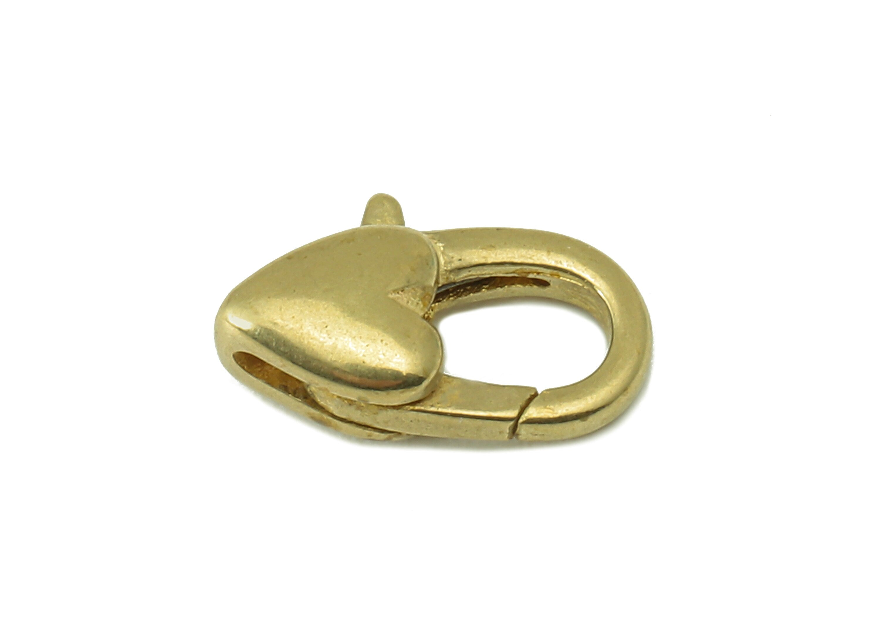 Brass Heart Lobster Clasp - Raw Brass Heart Lobster Clasps - Parrot Clasp- Jewelry Supplies - For Necklace -11.66x 7.21 x 3.98mm - PP8343 - DOMEDBAZAAR