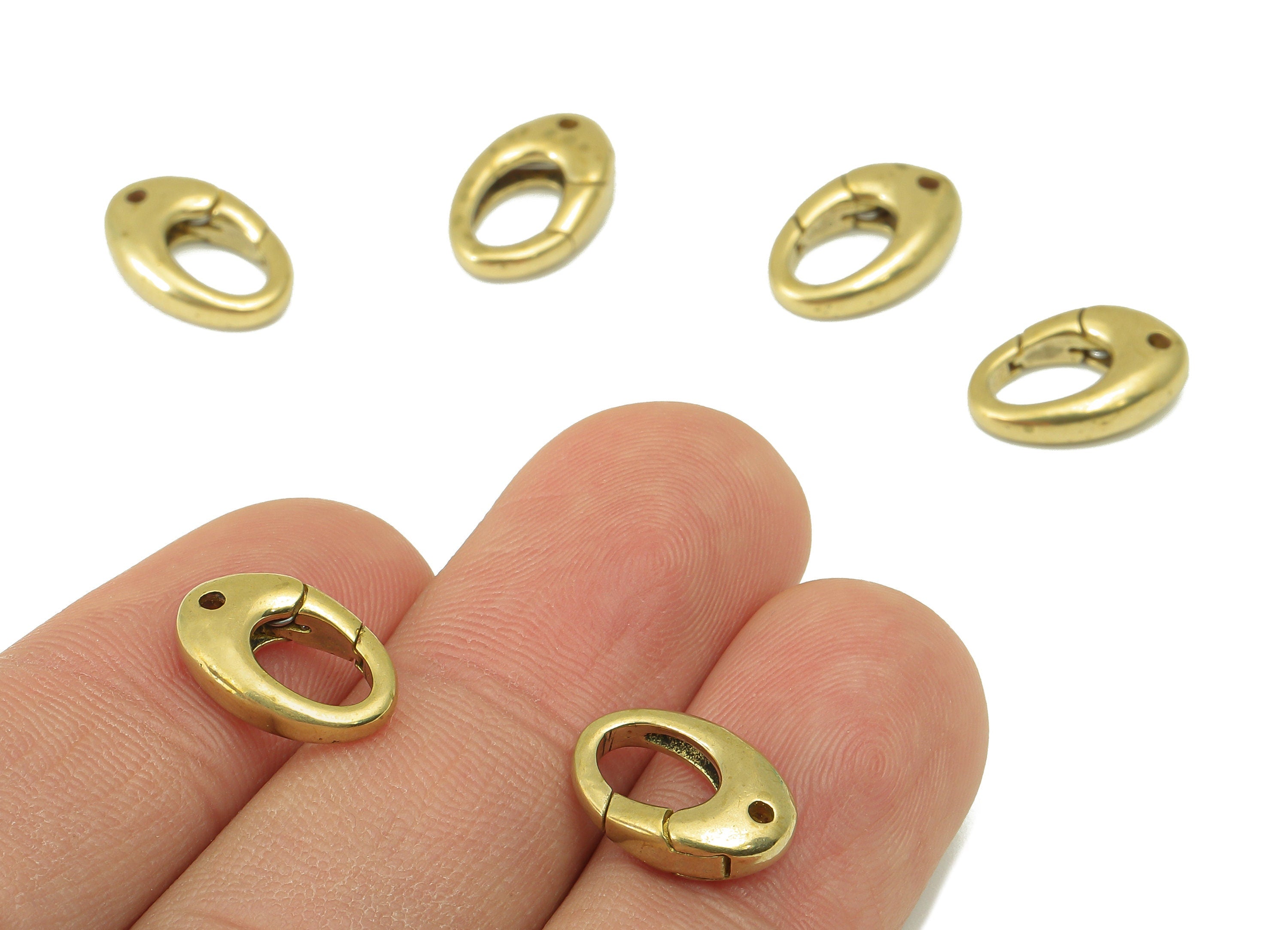 Brass Oval Clasp - Raw Brass Round Hoop Clasp - Brass Hoop Clasp With Hole - Jewelry Supplies - For Necklace -13.58 x 9.03 x 3.71mm - PP8342 - DOMEDBAZAAR