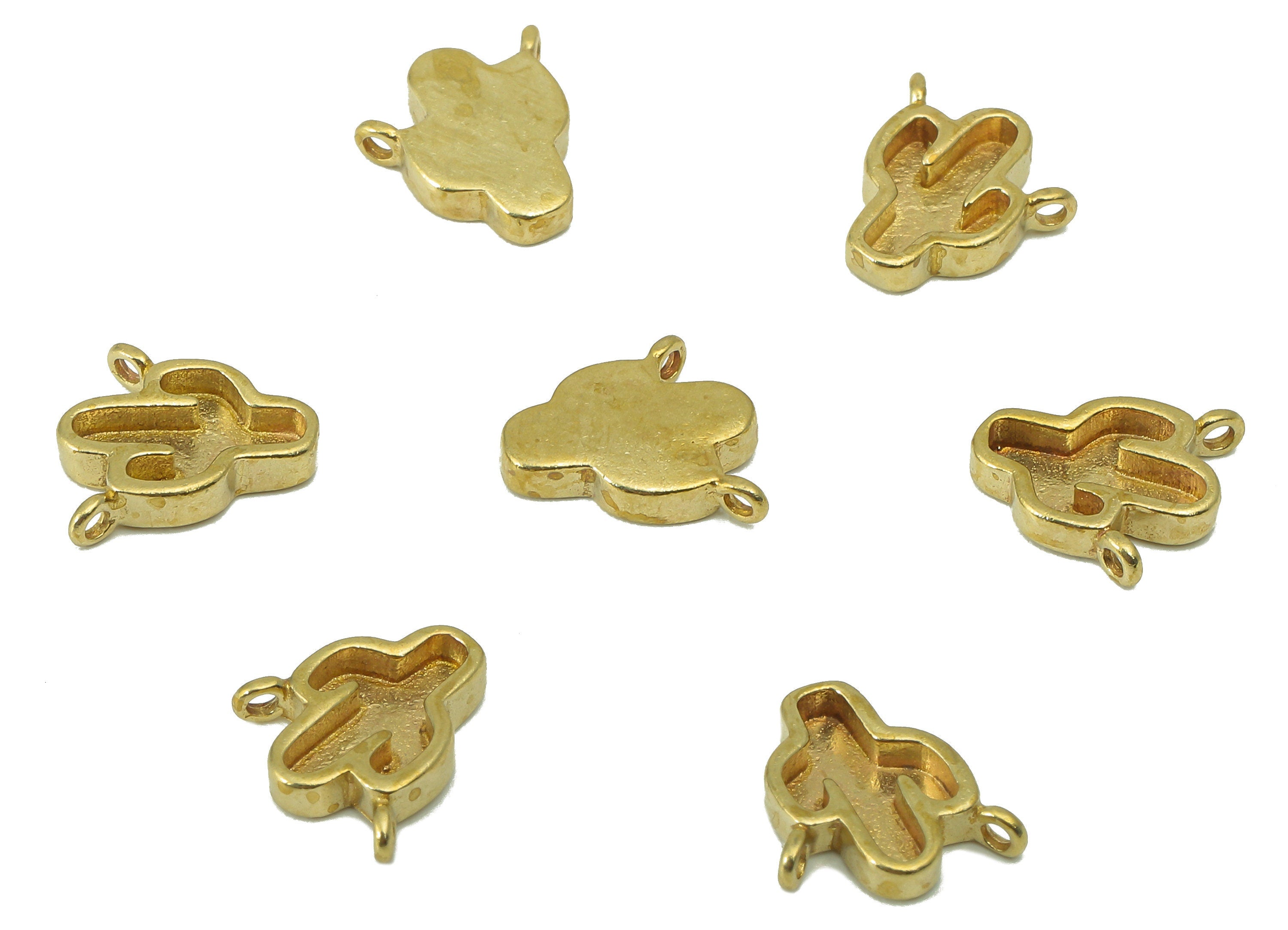 Brass Cactus Earring Charm - Raw Brass Cactus Charm - Brass Botanical Charm - Jewelry Supplies - For Necklace - 10.75x9.93x 2.21mm - PP8368 - DOMEDBAZAAR