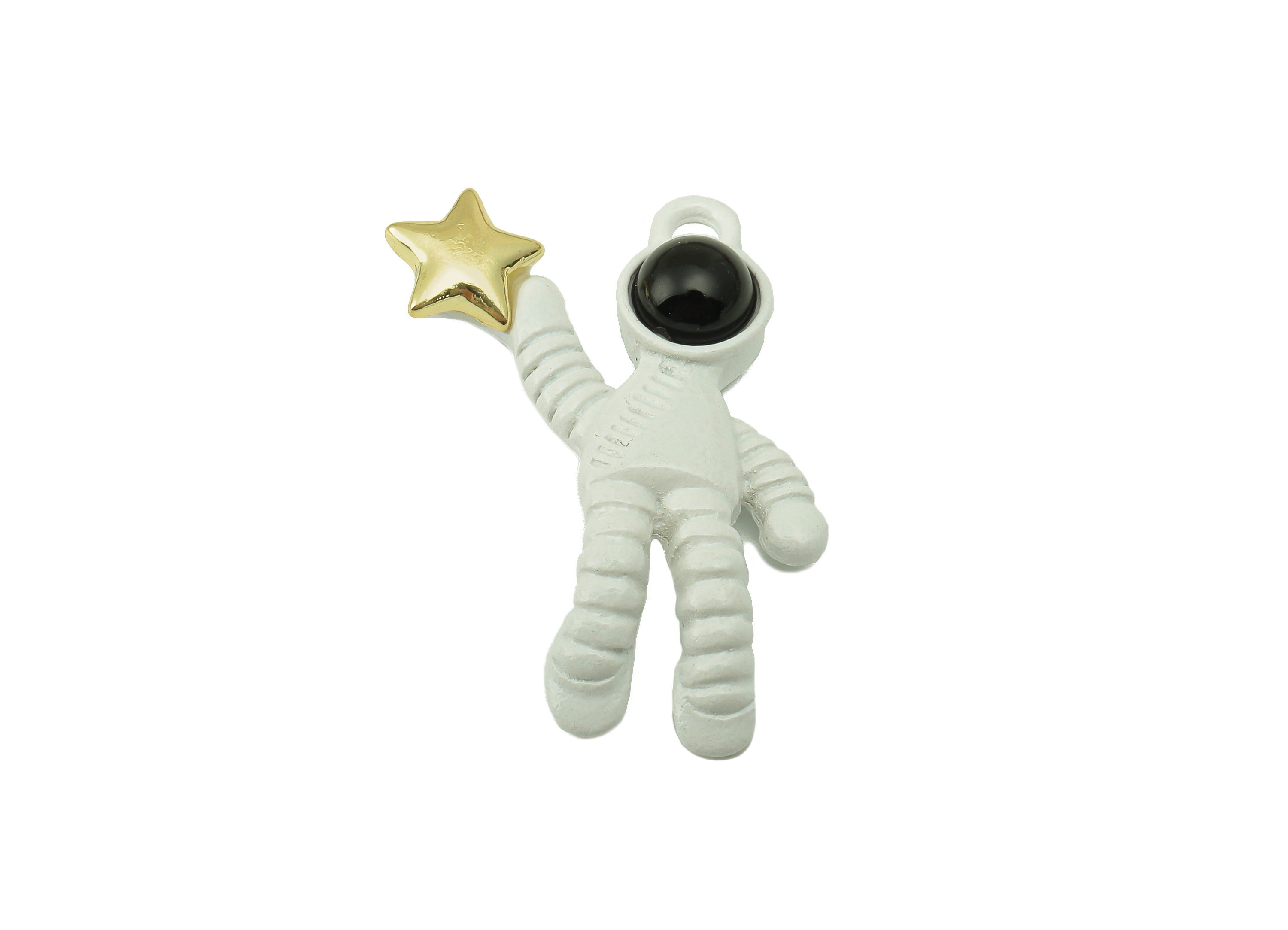 Alloy Astronaut Charms - Zinc Alloy Cosmonaut Star Pendant - KC Gold Tone White Plated - 31x19x3.8mm - ZZ2037 - DOMEDBAZAAR