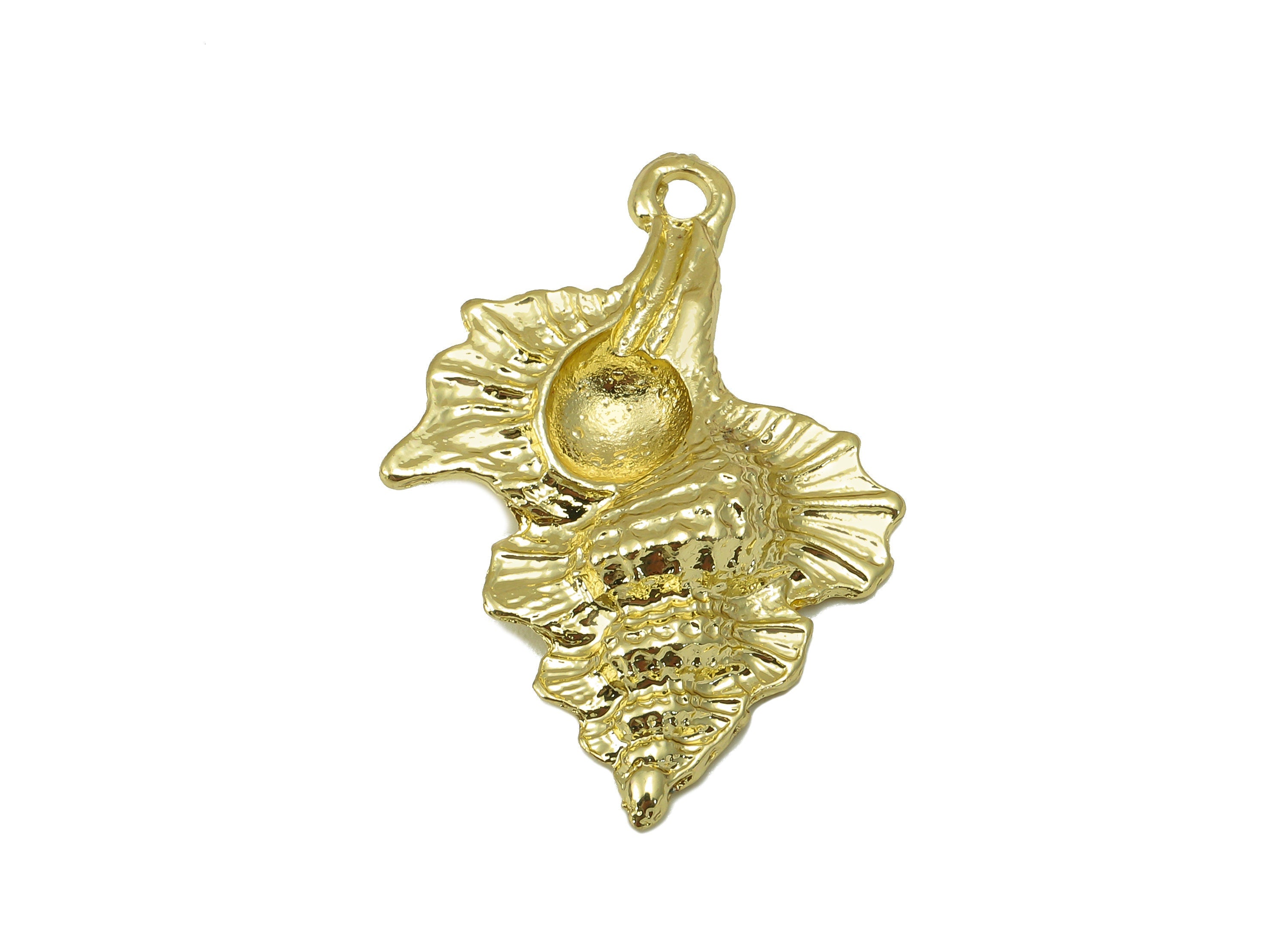 Alloy Conch Charm - Zinc Alloy Marine Life Pendant -Sea Animal - For Pearl -Zinc Alloy Conch Charm- KC Gold Tone Plated -32x22x4mm- ZZ2040 - DOMEDBAZAAR