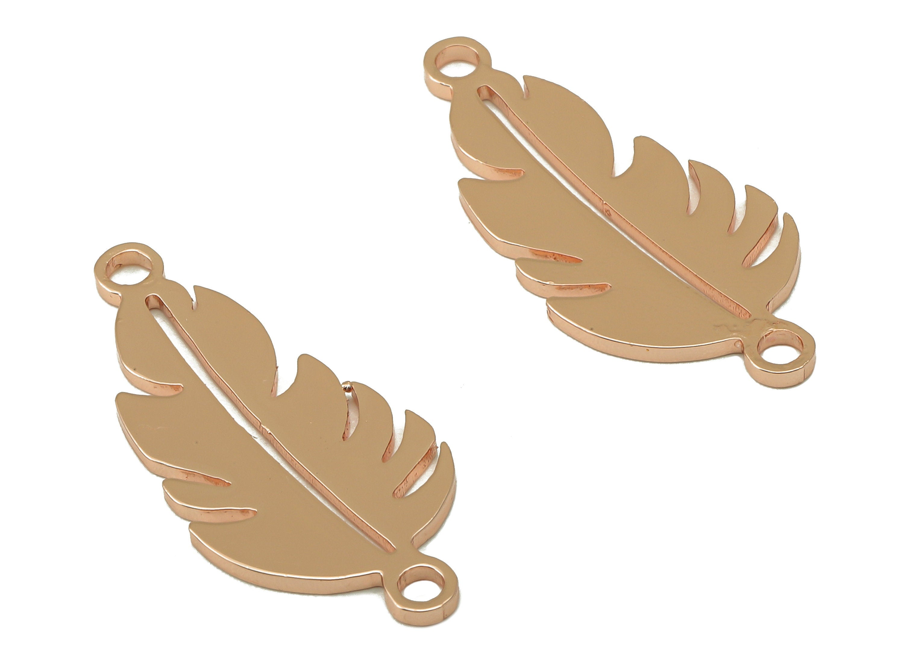 Stainless Steel Leaf Earring - SS Bracelet Connector - For Bracelet - 18K Rose Gold Plated stainless steel-Jewelry Making-26x11x1mm-RGP6627R - DOMEDBAZAAR