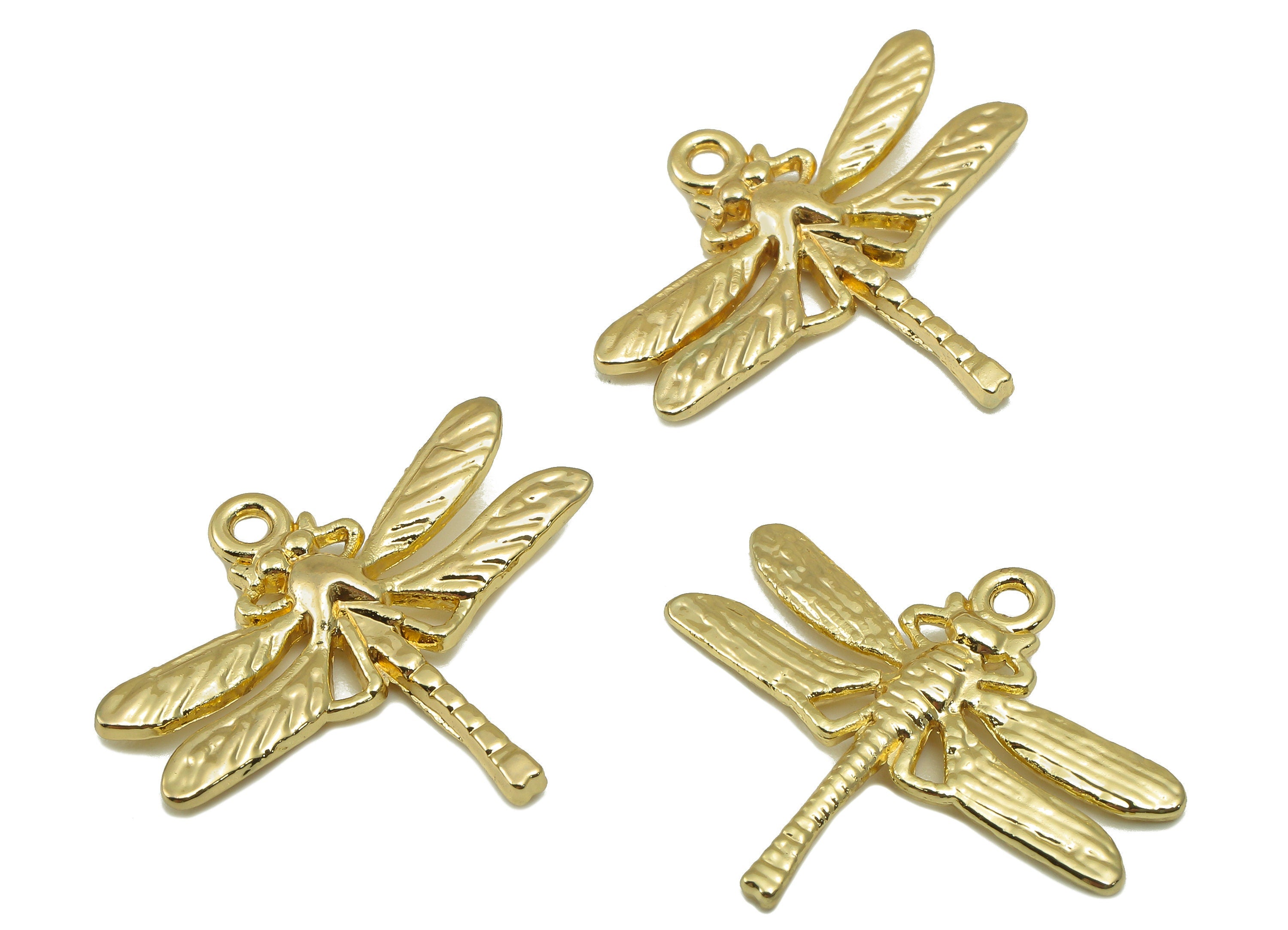 Alloy Dragonfly Charms - Zinc Alloy Insect Charm- Insect Pendant - Zinc Alloy Dragonfly Charm - KC Gold Tone Plated -21.6x25x 2.77mm- ZZ2047 - DOMEDBAZAAR