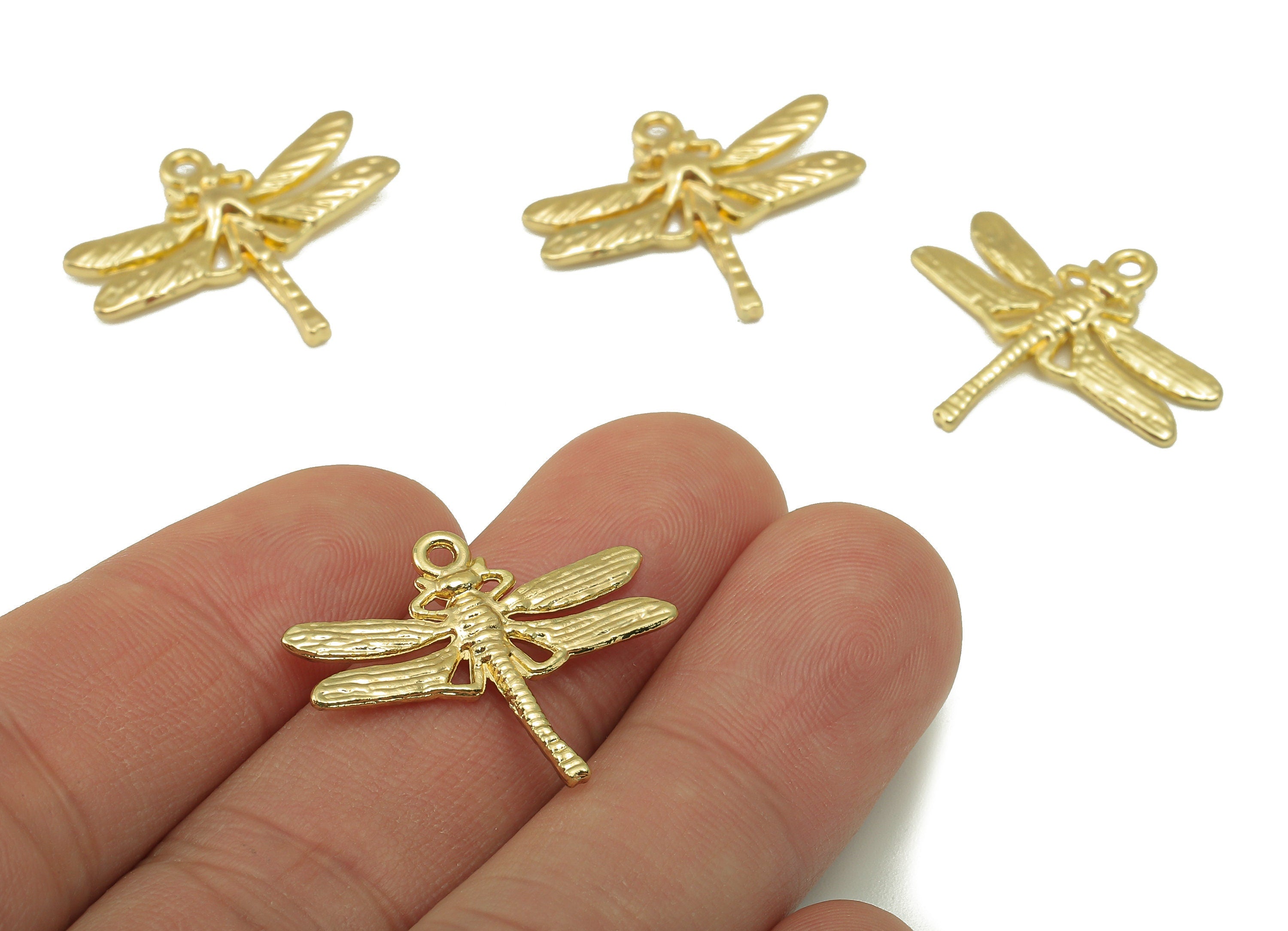 Alloy Dragonfly Charms - Zinc Alloy Insect Charm- Insect Pendant - Zinc Alloy Dragonfly Charm - KC Gold Tone Plated -21.6x25x 2.77mm- ZZ2047 - DOMEDBAZAAR