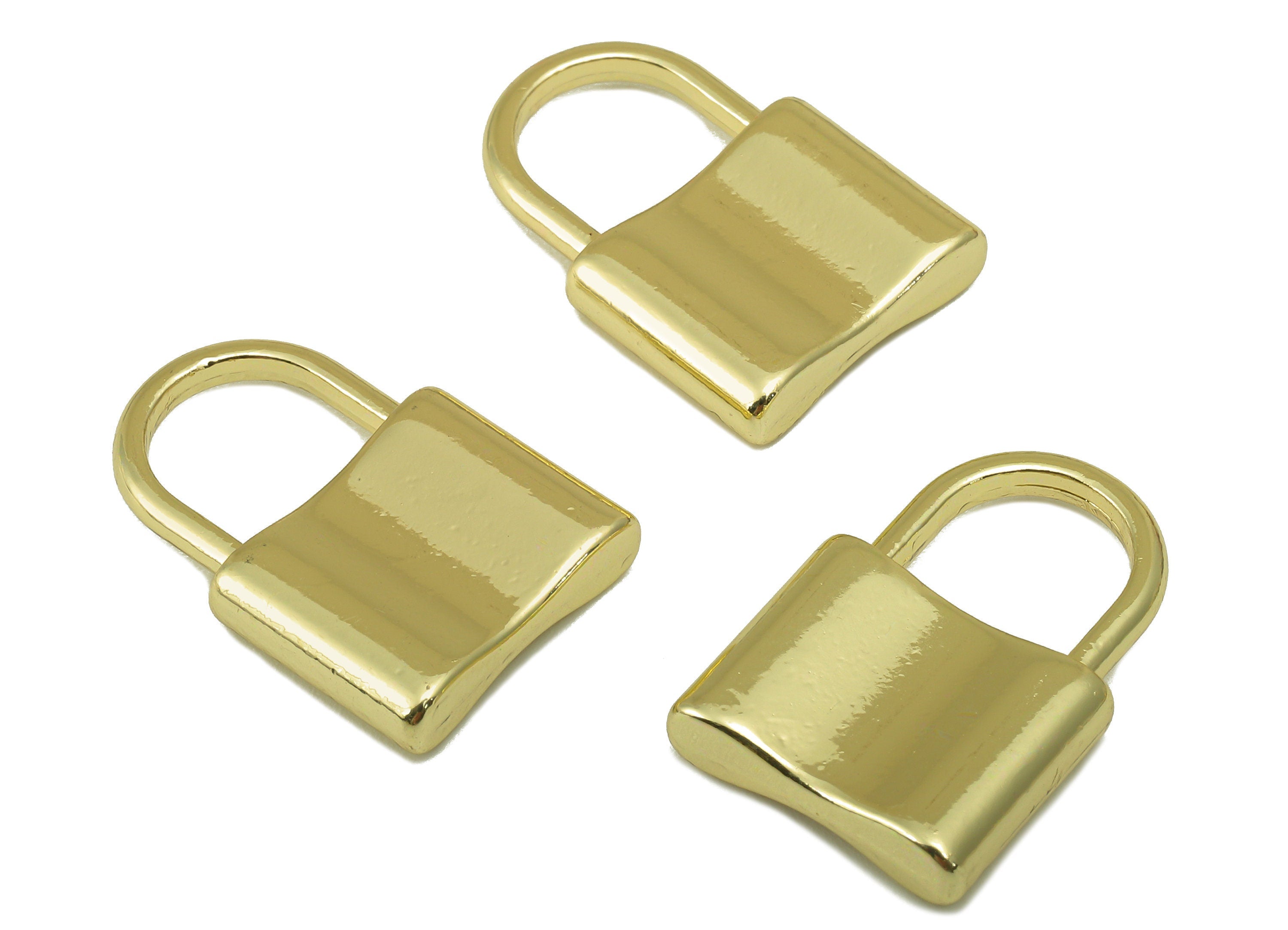 Alloy Lock Charms - Zinc Alloy Padlock Pendant - Lock Pendant - Zinc Alloy Lock Charms - KC Gold Tone Plated - 22.73x 15.45x 4.03mm- ZZ2048 - DOMEDBAZAAR