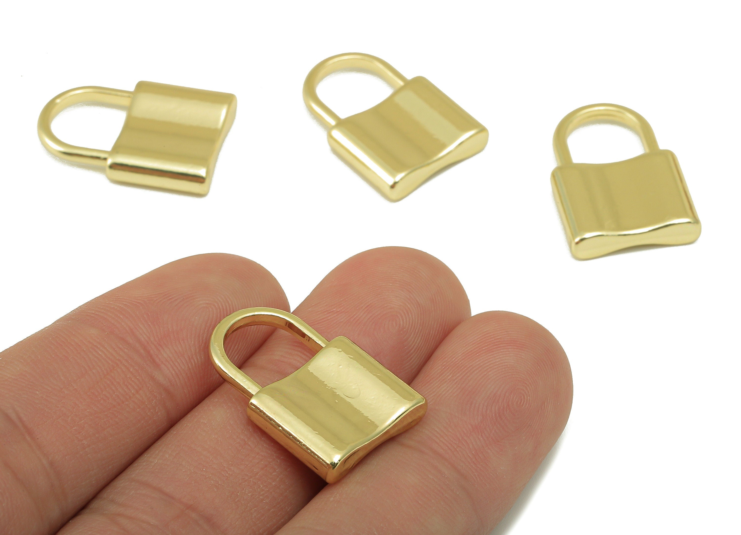 Alloy Lock Charms - Zinc Alloy Padlock Pendant - Lock Pendant - Zinc Alloy Lock Charms - KC Gold Tone Plated - 22.73x 15.45x 4.03mm- ZZ2048 - DOMEDBAZAAR