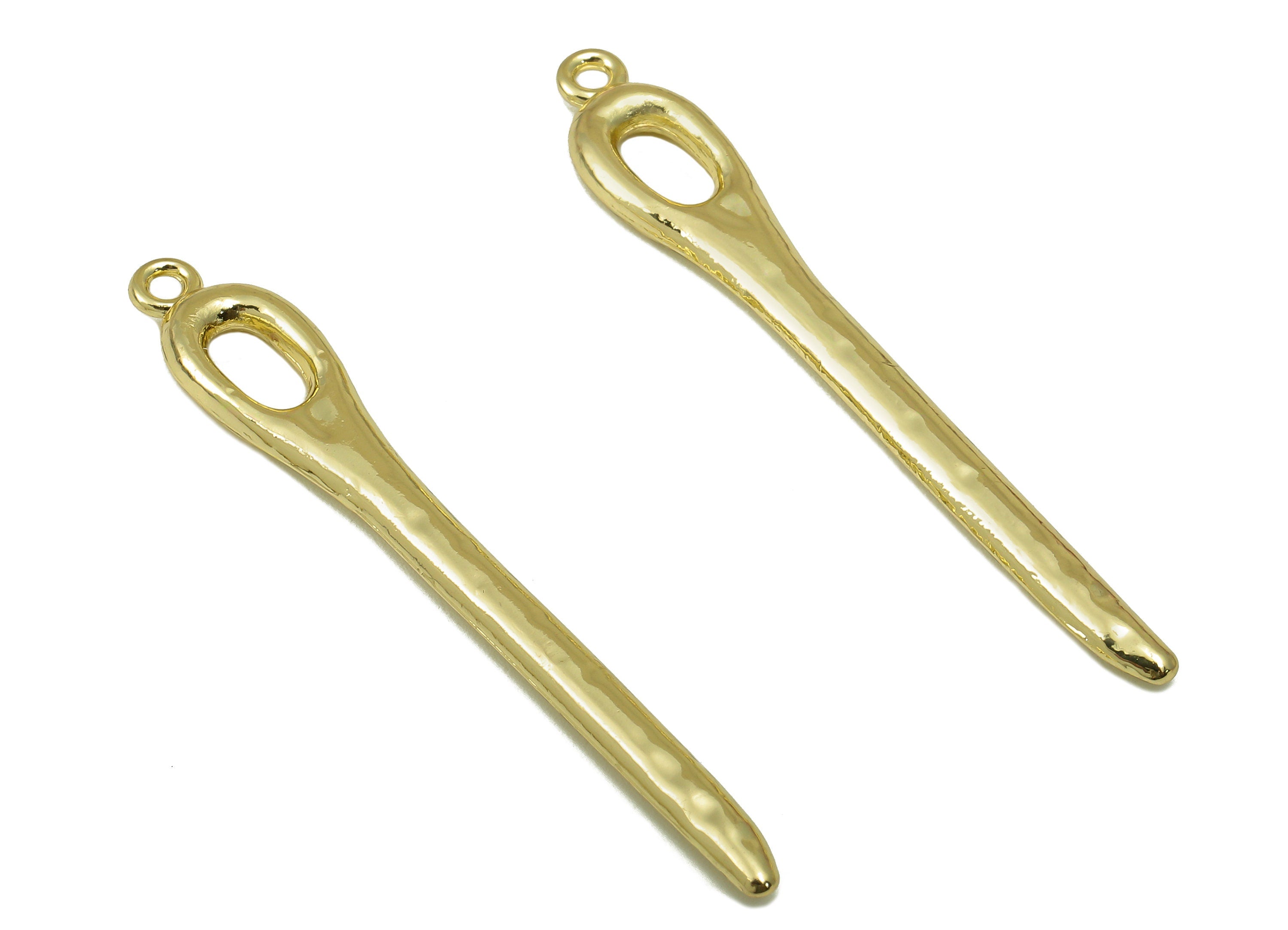 Alloy Needle charm - Zinc Alloy Spikes Pendant - Thick Needle Earring charm - Zinc Alloy Spikes -KC Gold Tone Plated- 49x7x2mm- ZZ2051 - DOMEDBAZAAR