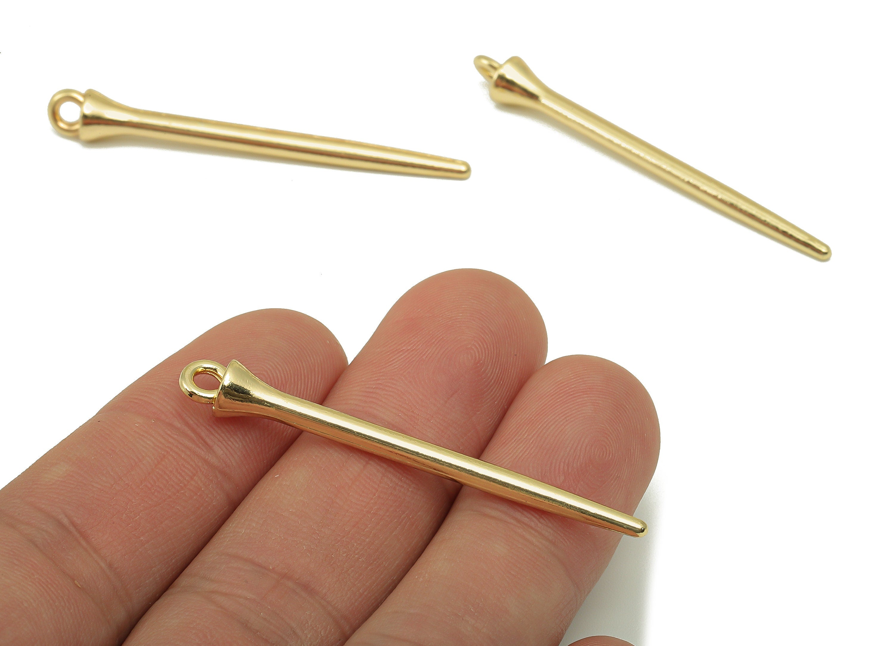 Alloy Spike charm - Zinc Alloy Spikes Pendant - Long Bar Earring charm - Zinc Alloy Long Bar charm- KC Gold Tone Plated-49.6x6x2.6mm- ZZ2052 - DOMEDBAZAAR