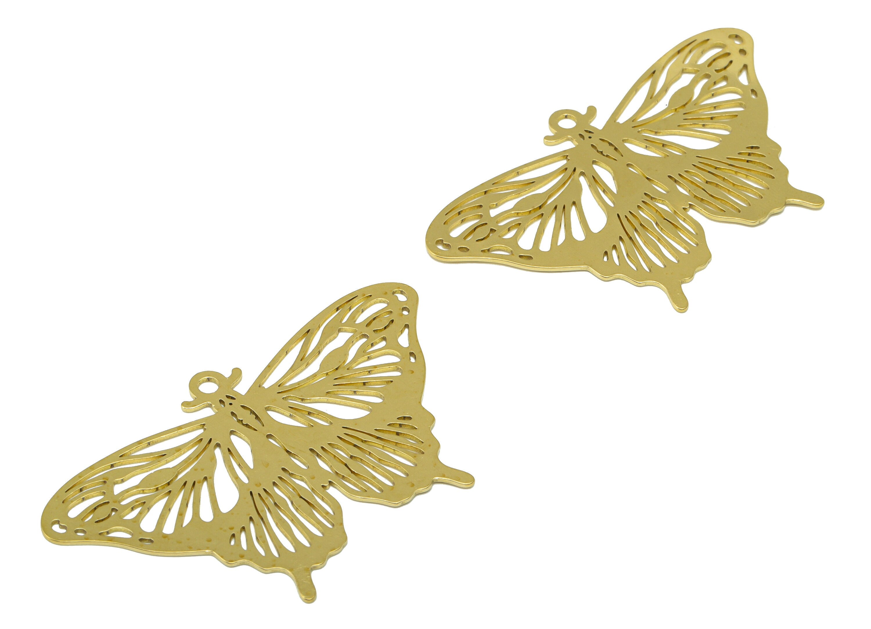 Brass Butterfly Charm - Brass Insect Laser Cut Pendant - Brass Animal Earring Charm - For Pendant -59.68x 36.15x 0.68mm - PP8521 - DOMEDBAZAAR