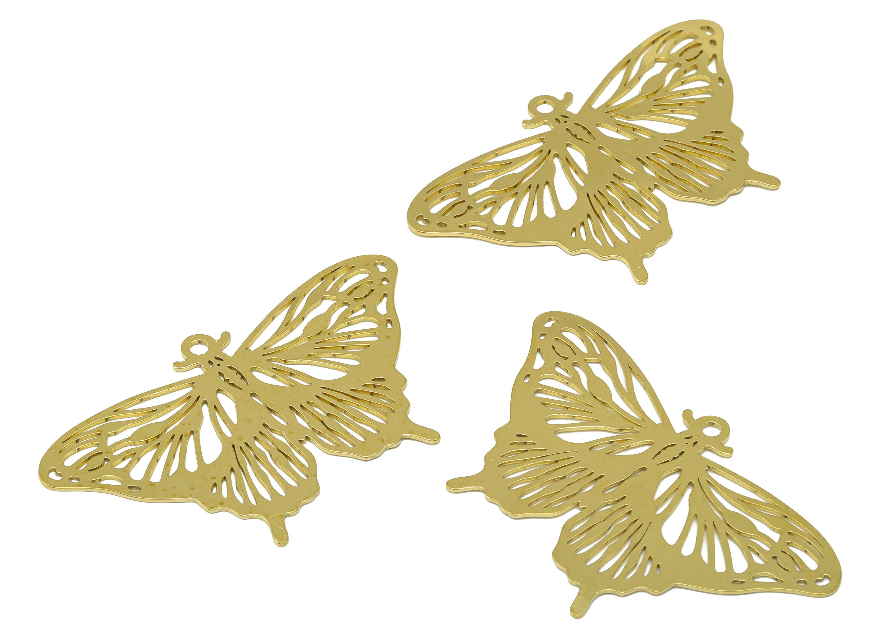 Brass Butterfly Charm - Brass Insect Laser Cut Pendant - Brass Animal Earring Charm - For Pendant -59.68x 36.15x 0.68mm - PP8521 - DOMEDBAZAAR