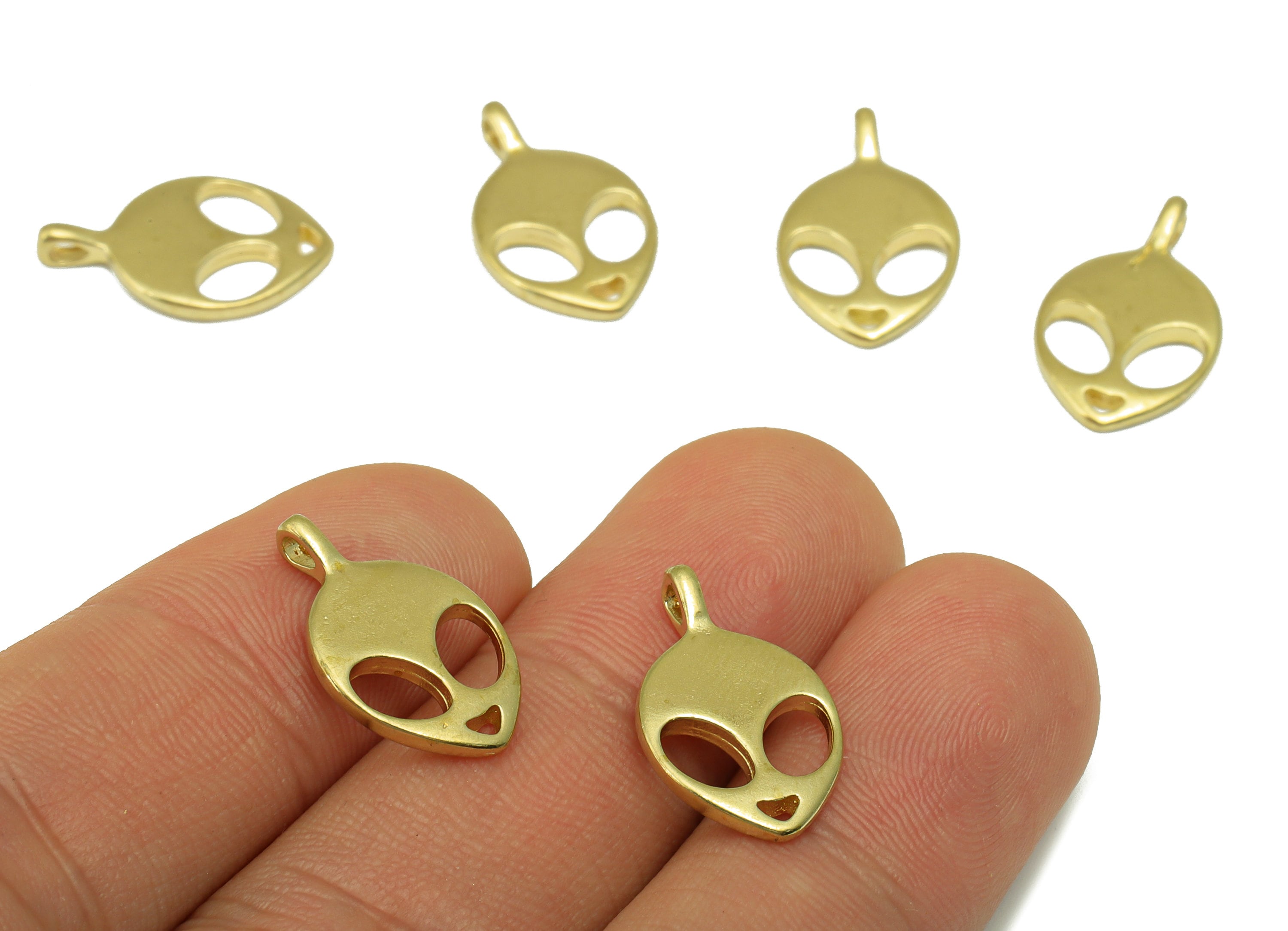 Brass Alien Charm - Raw Brass Grimace Pendant -Alien Earring Charm - For Necklace -For Bracelet -19.24 x 11.76 x 1.62mm - PP8535 - DOMEDBAZAAR