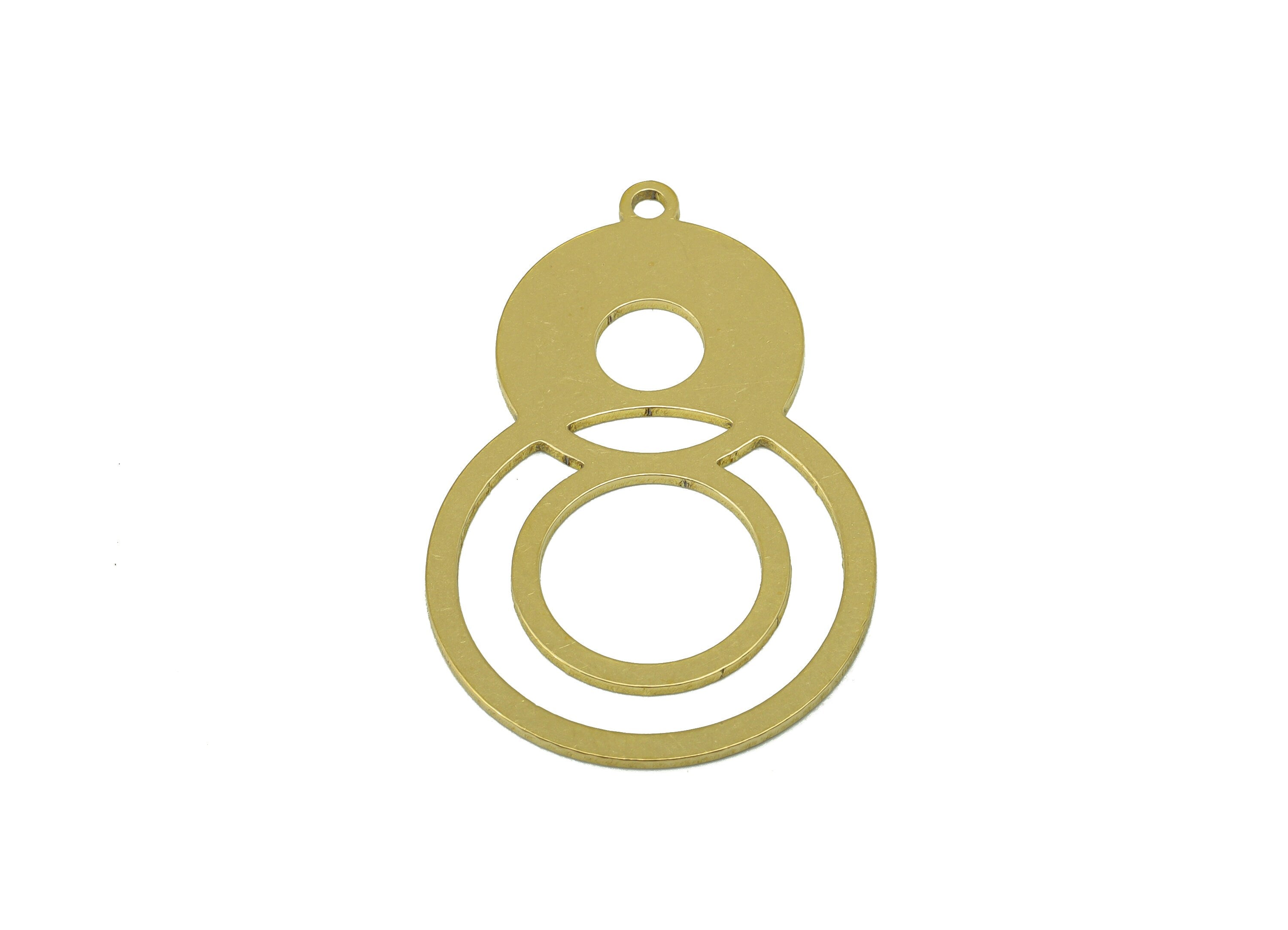 Brass Round Earring - Raw Brass 8 Circle Laser Cut Pendant - Infinity Earring Charm- For Necklace -For Pendant- 35.91 x 23 x 0.76mm - PP8545 - DOMEDBAZAAR