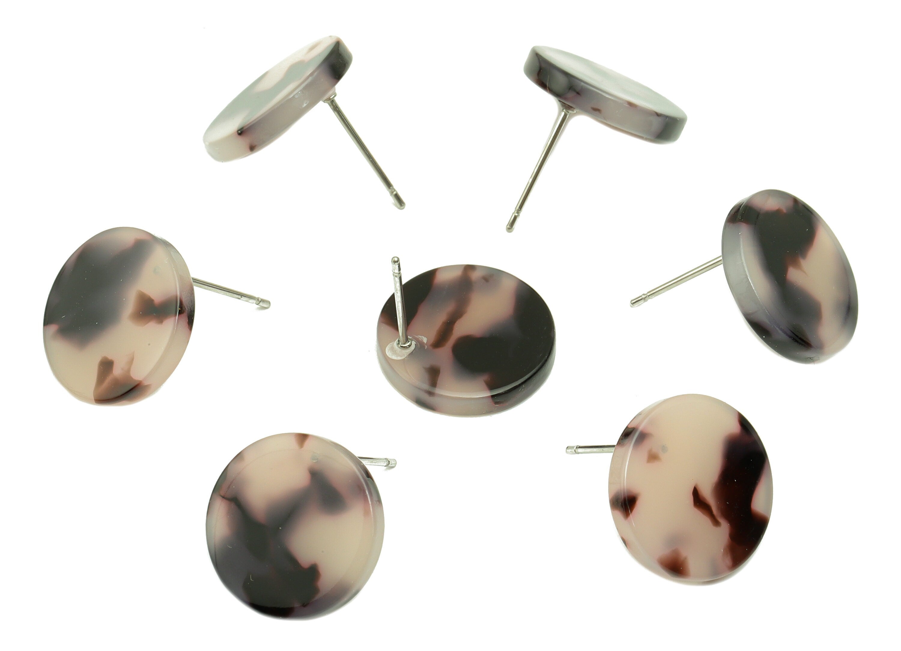 Acetate Mini Round Earring Stud - Circle Earring Post - Earring Post - Jewelry Supplies - Color Code: A06- 14.66x14.66x2.58mm - AC1812-A06 - DOMEDBAZAAR