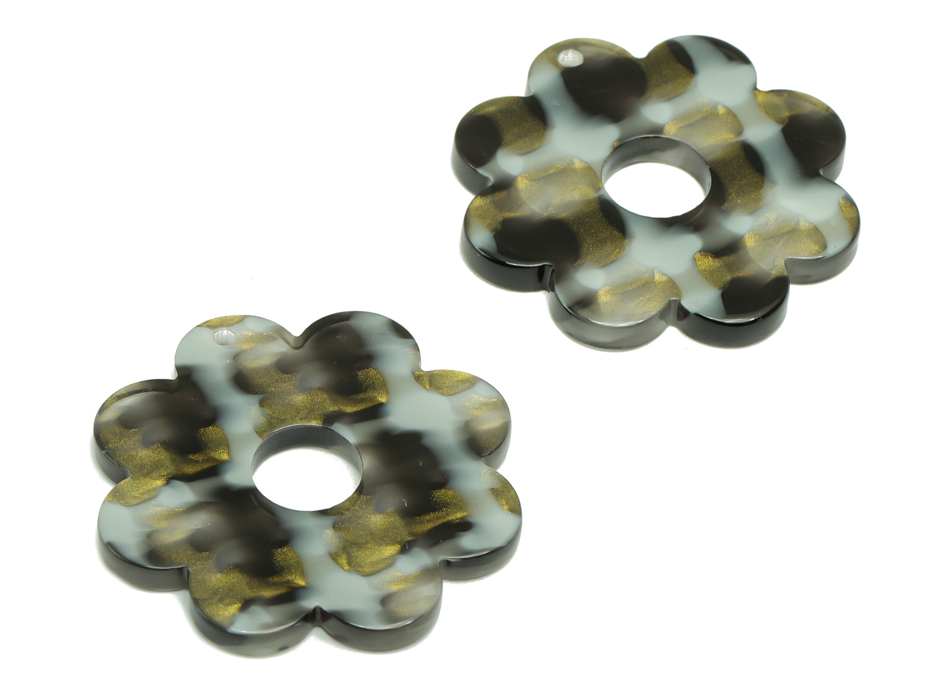 Acetate Flower Earring Charms - 1 hole - Flower Pendant Findings - Jewelry Making Supplies - Color Code: A910 - 30.1x30x2.5mm - AC2375-A910 - DOMEDBAZAAR