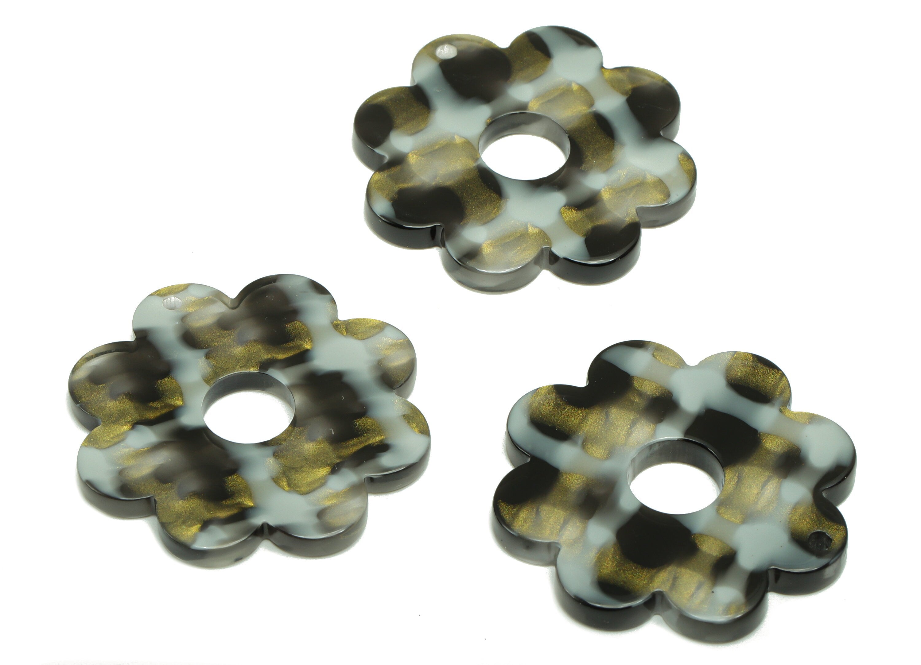Acetate Flower Earring Charms - 1 hole - Flower Pendant Findings - Jewelry Making Supplies - Color Code: A910 - 30.1x30x2.5mm - AC2375-A910 - DOMEDBAZAAR