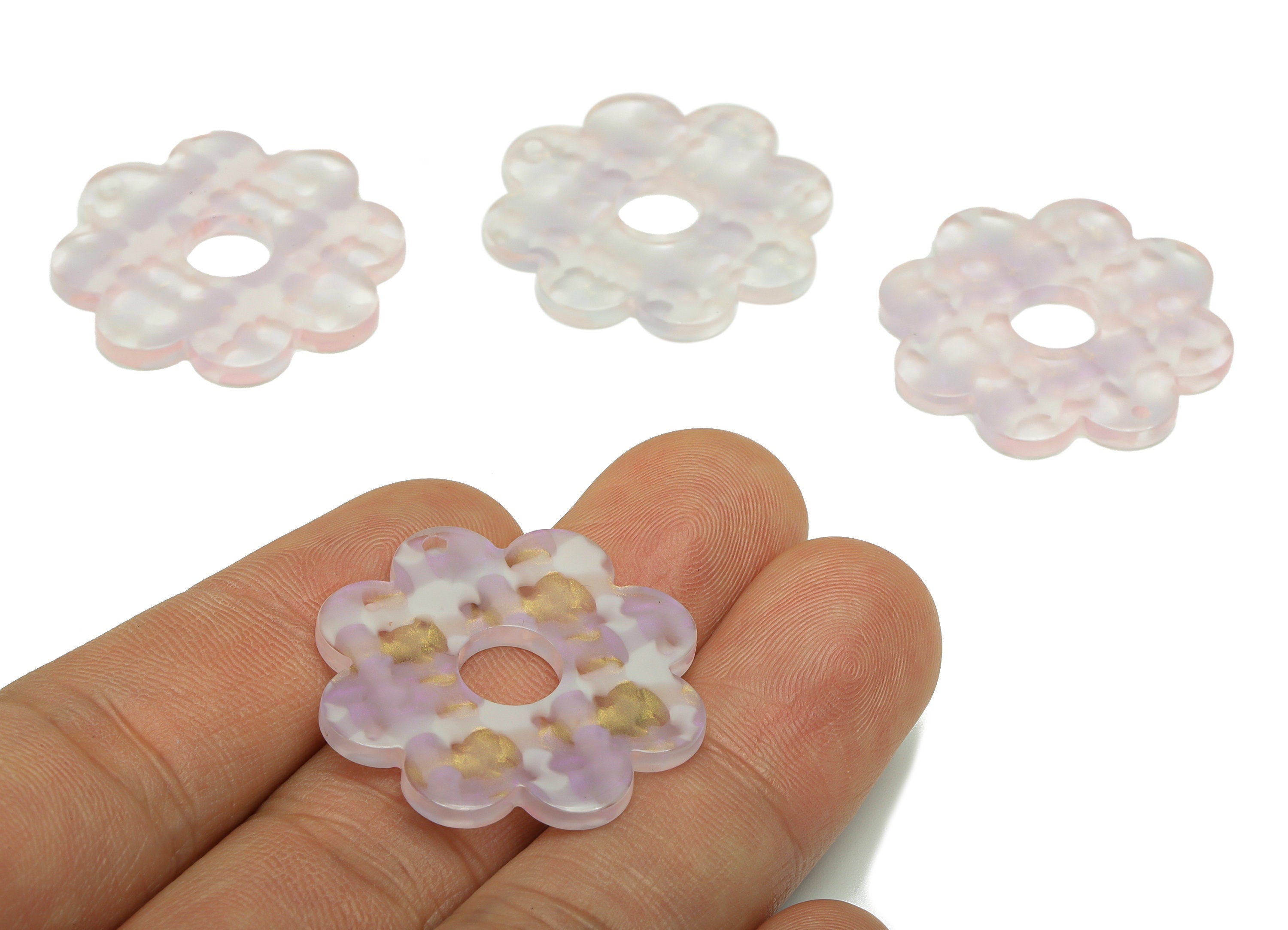 Acetate Flower Earring Charms - 1 hole - Flower Pendant Findings - Jewelry Making Supplies - Color Code: A911 - 30.1x30x2.5mm - AC2375-A911 - DOMEDBAZAAR
