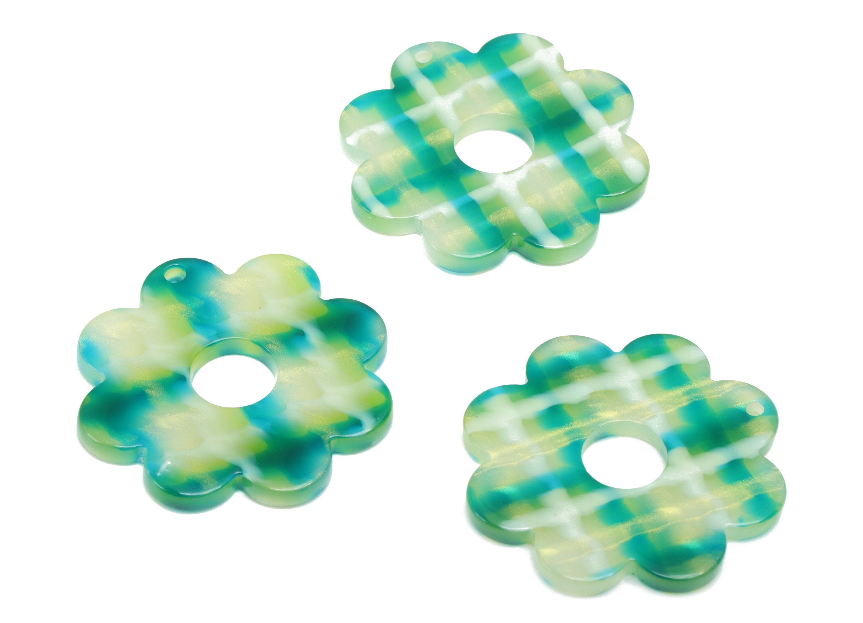 Acetate Flower Earring Charms - 1 hole Flower Pendant Findings - Jewelry Making Supplies - Color Code: A909 - 30.1x30x2.5mm - AC2375-A909 - DOMEDBAZAAR