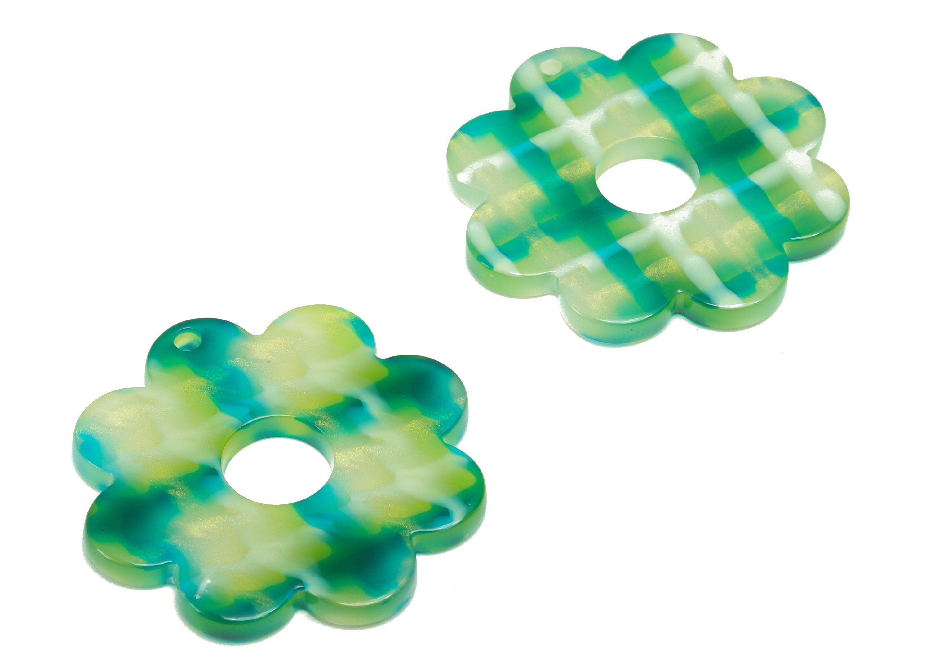 Acetate Flower Earring Charms - 1 hole Flower Pendant Findings - Jewelry Making Supplies - Color Code: A909 - 30.1x30x2.5mm - AC2375-A909 - DOMEDBAZAAR