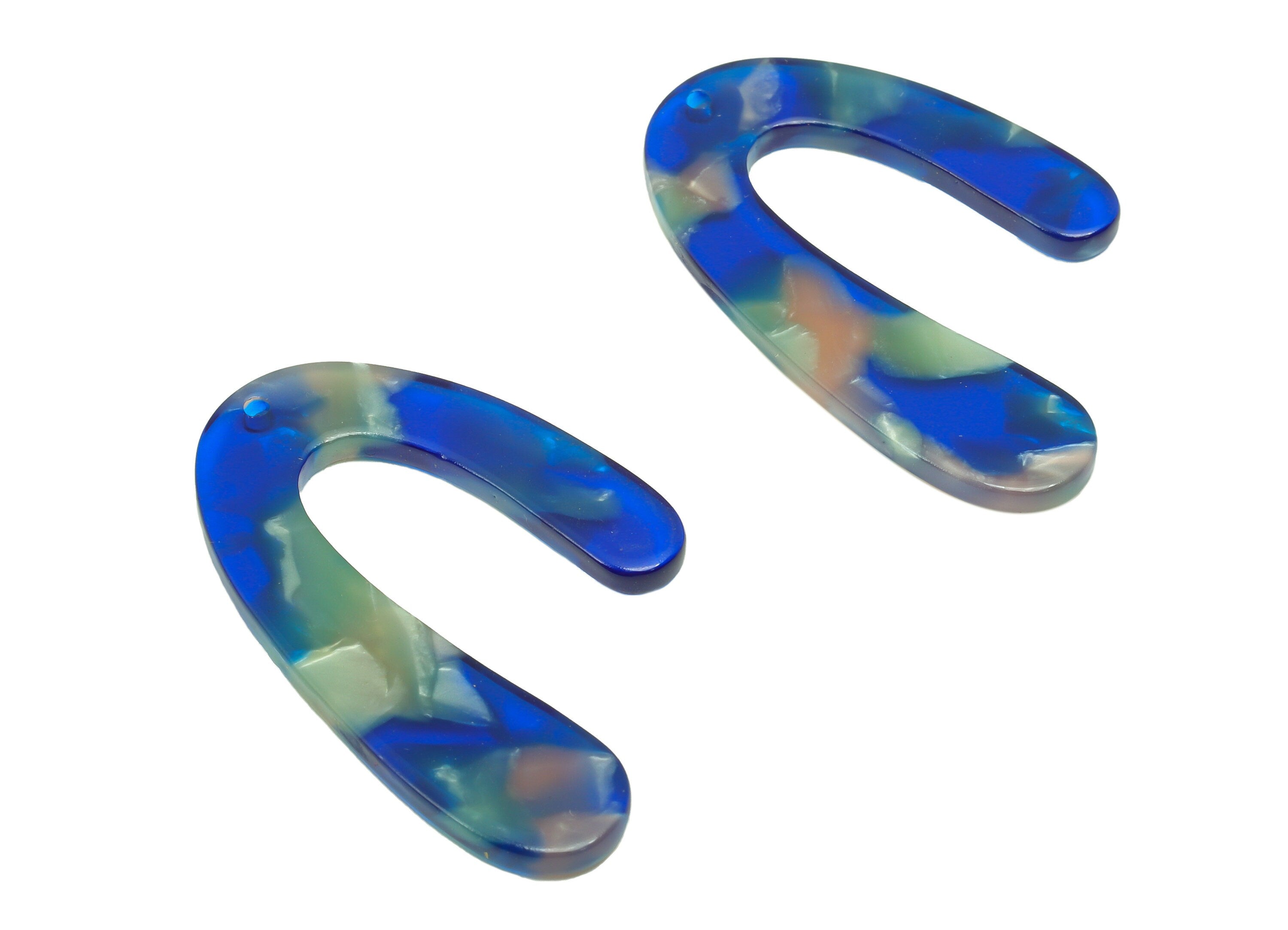 Acrylic U Earring Charms - Acrylic Irregular Horsehoe Pendant - Earring Findings - Jewelry Supplies - DIY Makings - 44.5x27x2.68mm - AC1363N - DOMEDBAZAAR