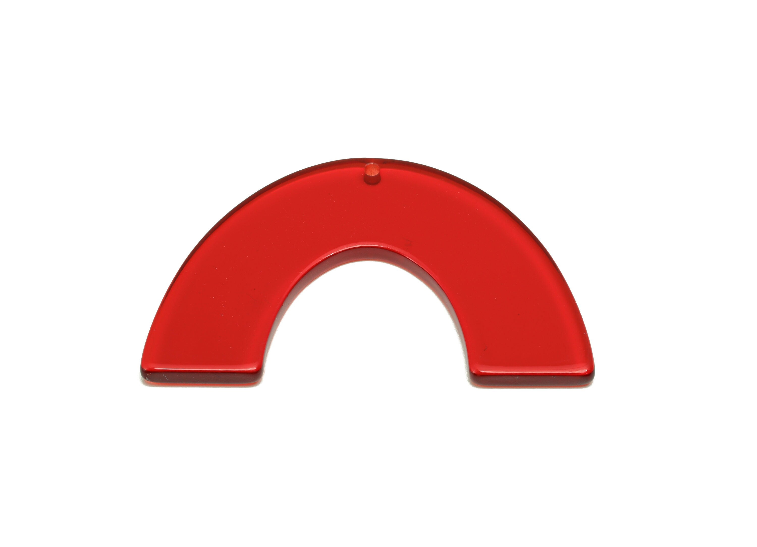 Acrylic Large Rainbow Earring Charm - Acrylic U Pendant - Transparent Red - Jewelers Supplies - 49.75x31.3x2.88mm - AC1095U - DOMEDBAZAAR