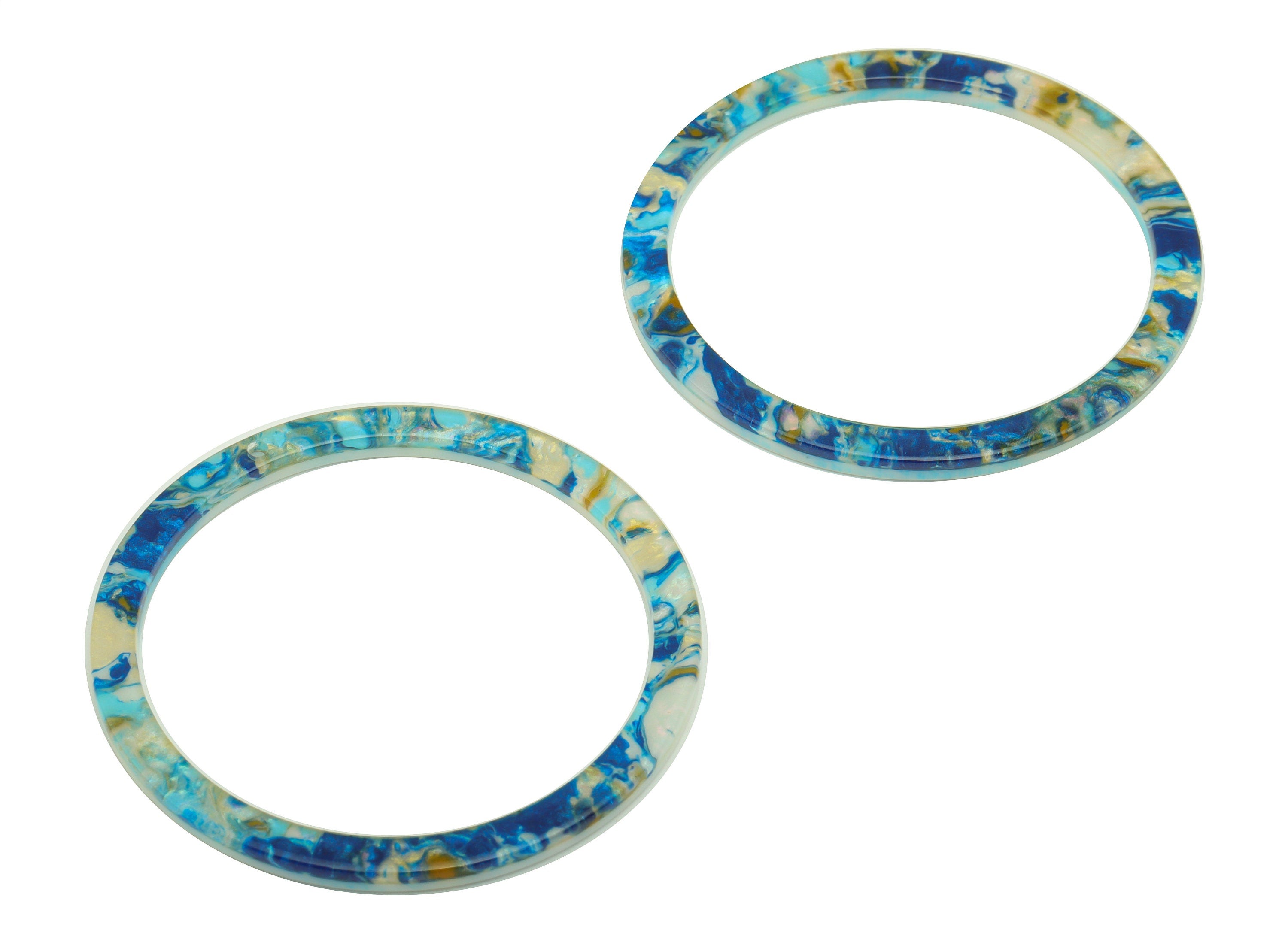 Acrylic Hoop Earring Charms - Acrylic Circle Pendant - Blue Coral Color - Jewelry Supplies - Color Code: A387 - 44x44.3x2.7mm - AC1126-A387 - DOMEDBAZAAR