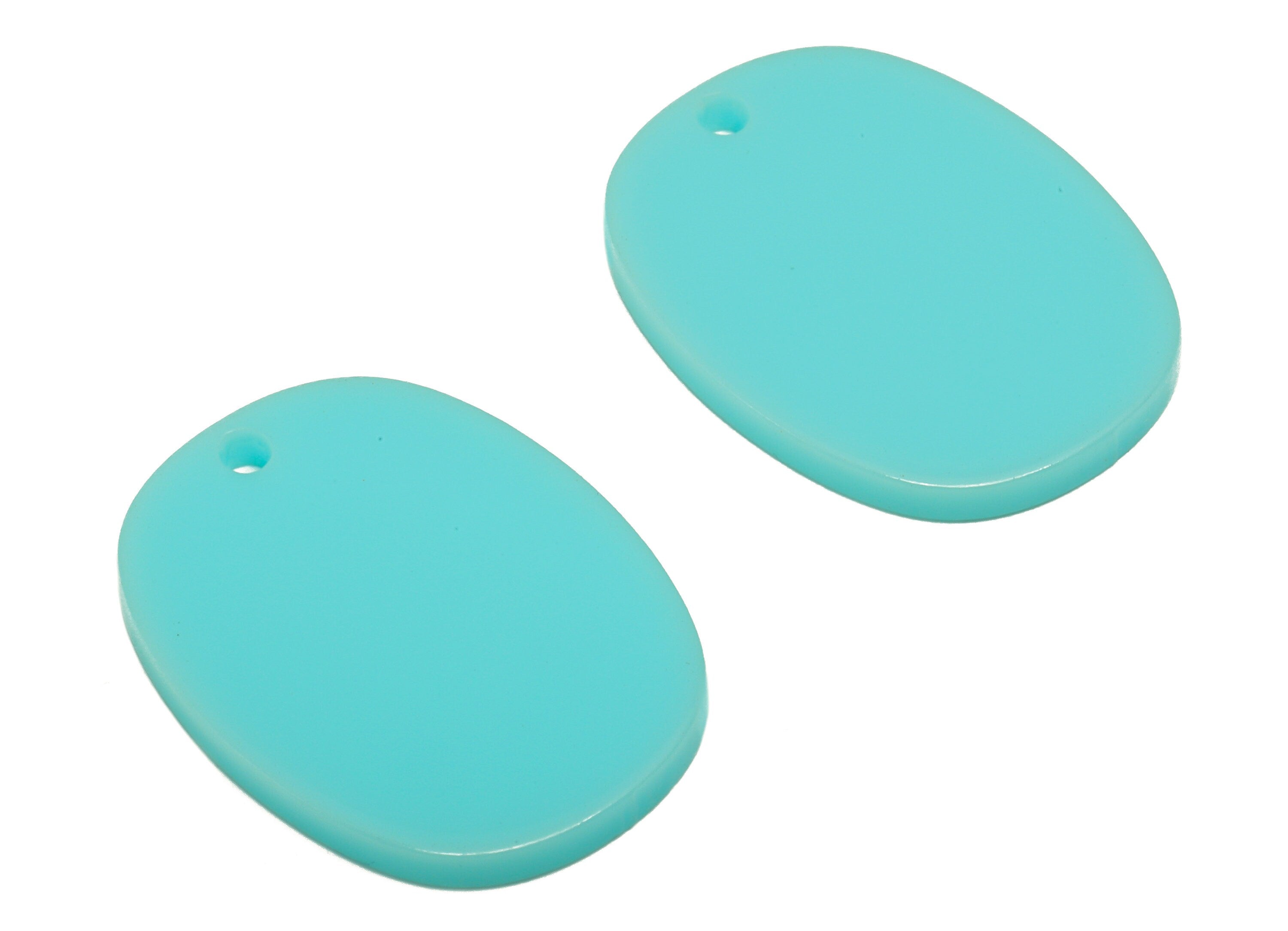 Acrylic Oval Earring Charms - Oval Blue Pendant - Earring Findings - Jewelry Supplies - Color Code: A902 - 26.45x 20.31x 2.29mm- AC1158-A902 - DOMEDBAZAAR