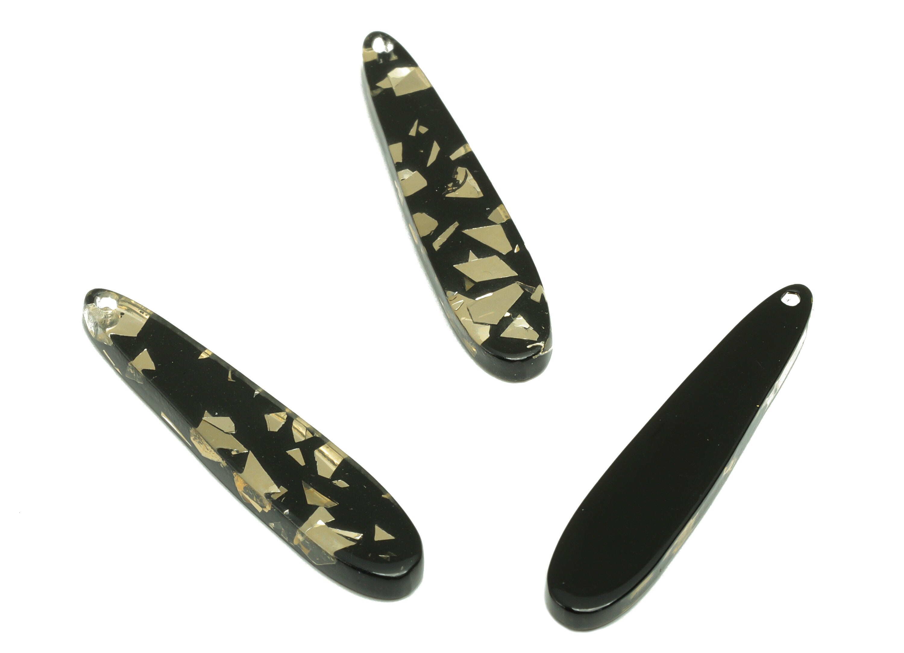 Acetic Acid Stick Charms - Long Bar Earring and Pendant - Gold Foil - Jewelry Making - Color Code: A895-34x6.87x2.77mm - AC1644-A895 - DOMEDBAZAAR
