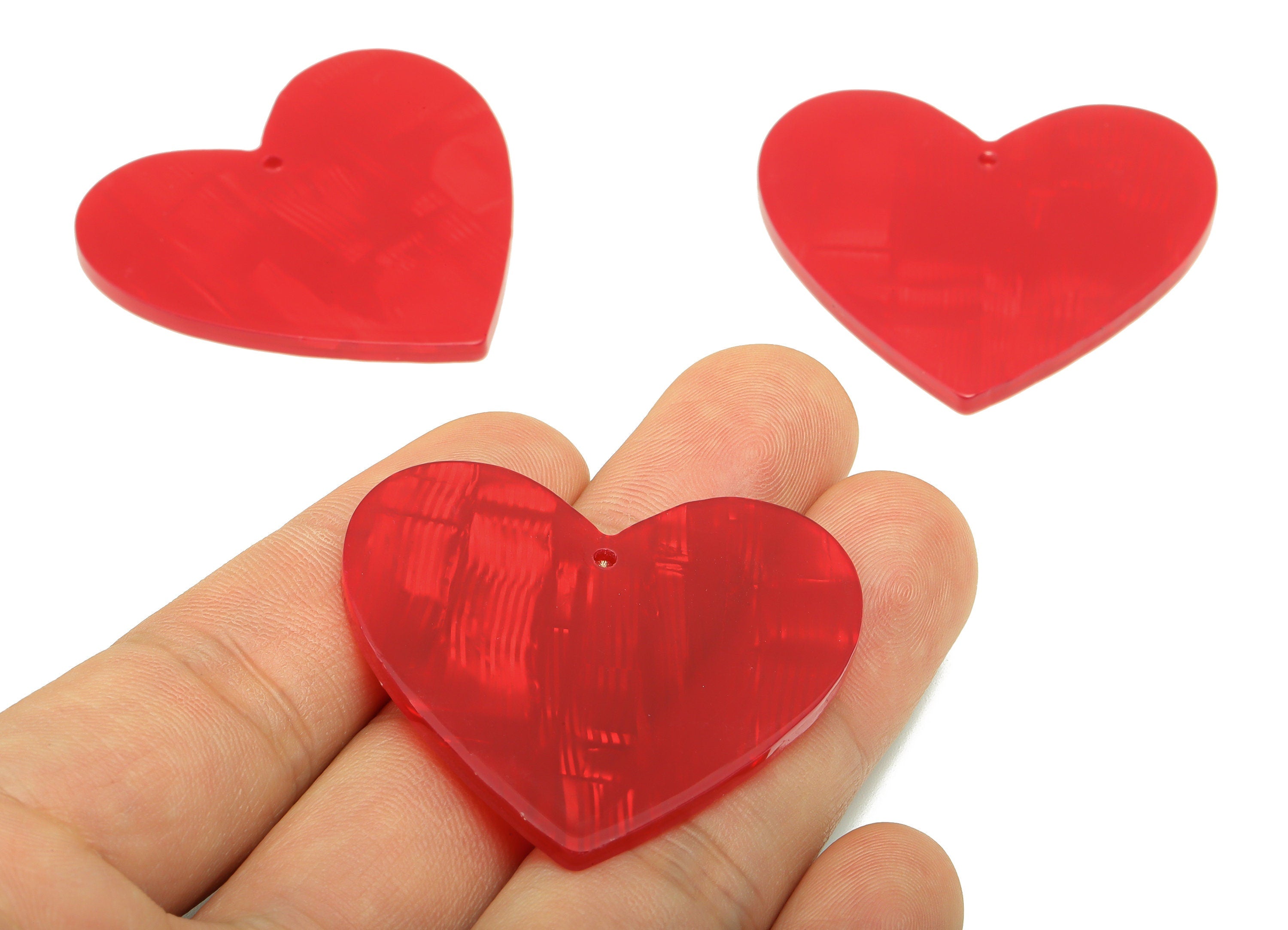 PVC Heart Earring Charm - Red Love Charm - PVC Heart Pendant -Red Heart- Jewelry Supplies - Color Code:A900 - 43x 41.08x2.39mm- AC1746-A900 - DOMEDBAZAAR