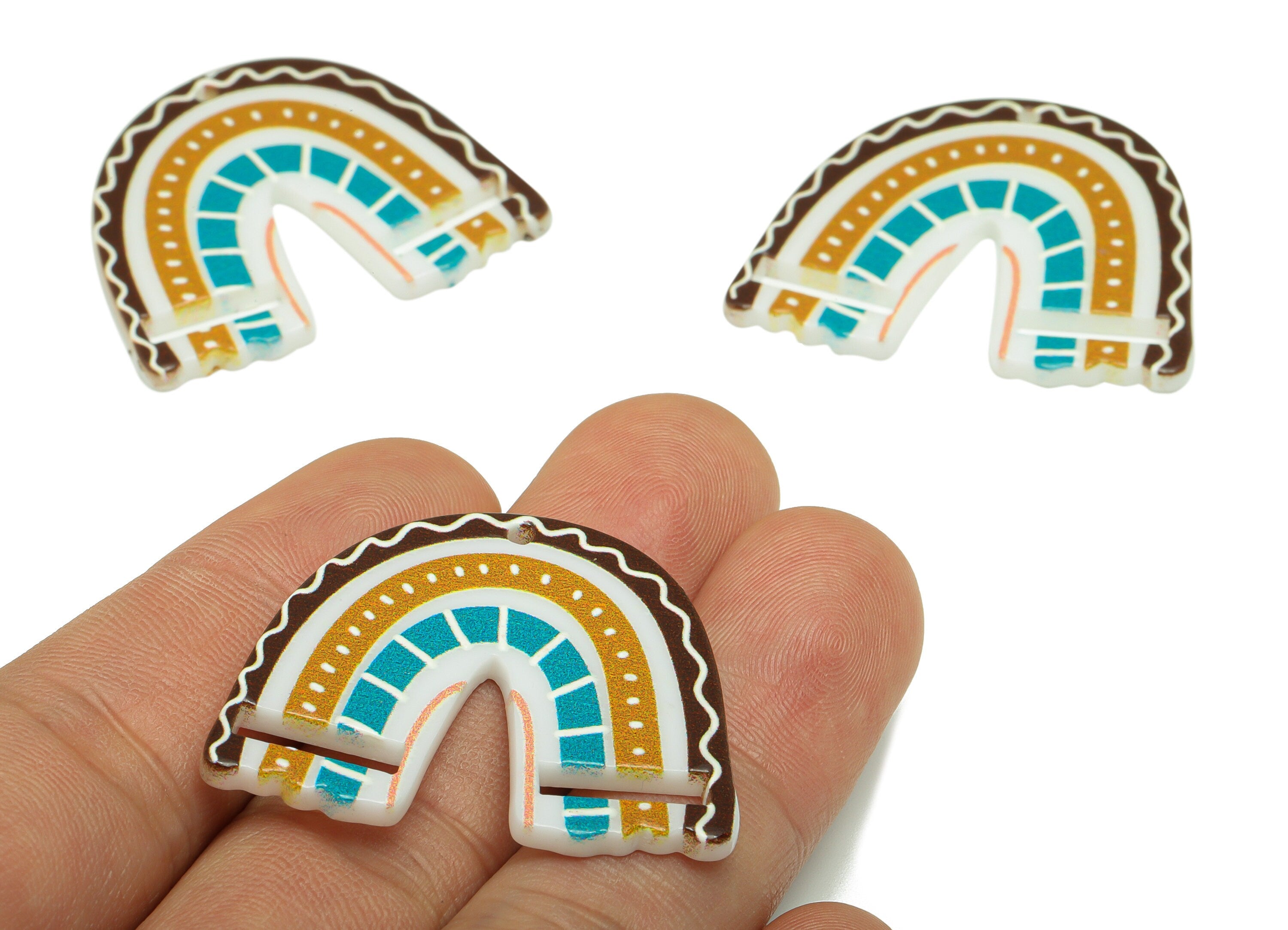 Rainbow Macrame Acrylic Charm - Acrylic Rainbow Earring Charm - Earring Findings - Jewelry Making Supplies -31.5x 37.16 x 2.33mm - AC2588A - DOMEDBAZAAR