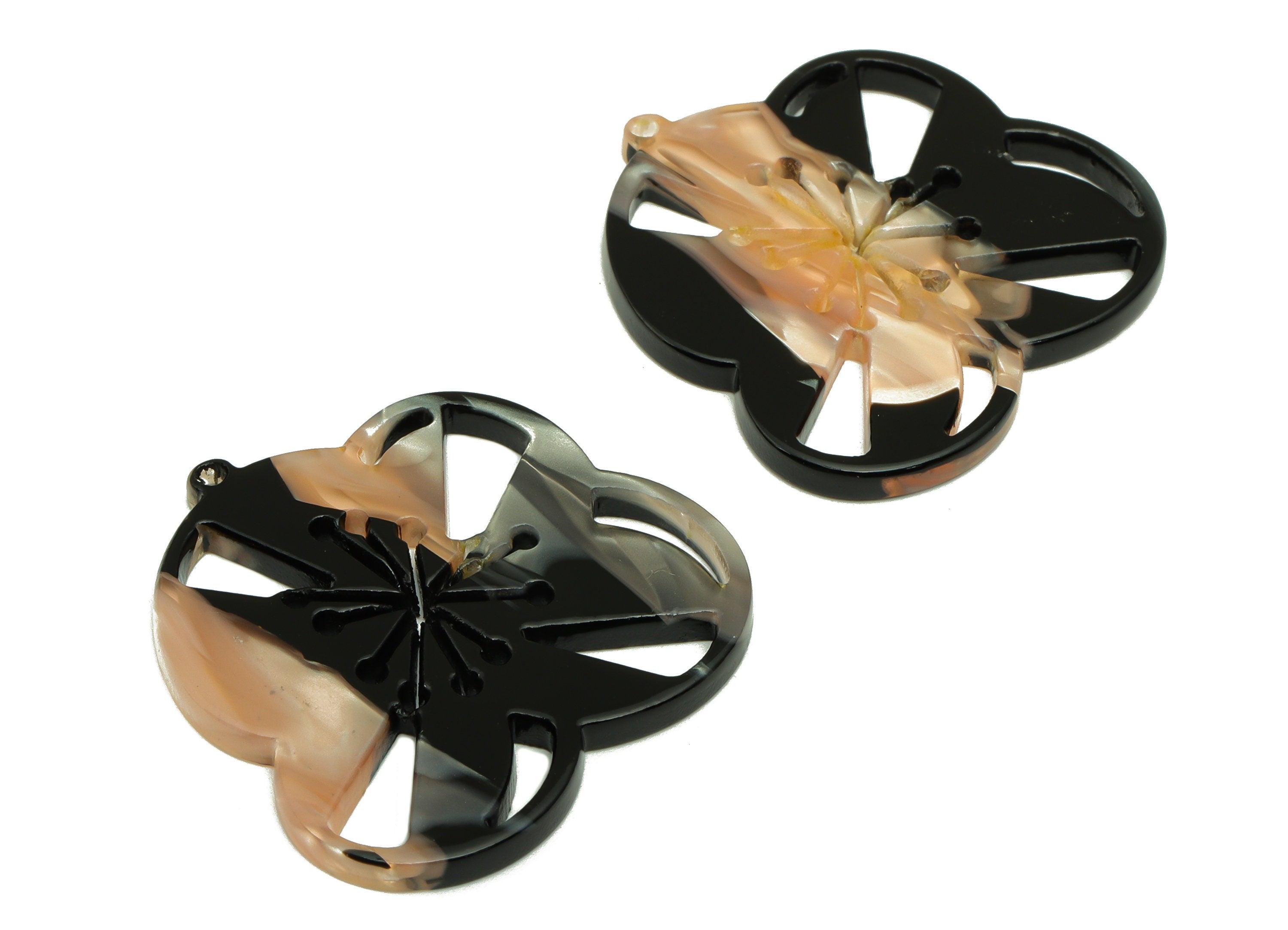 Acetic Acid Earring Charm - Hollow Flower Earring Charm - Earring Finding - Jewelry Making Supplies -34.86x24.2x 2.46mm - AC2592-A904 - DOMEDBAZAAR