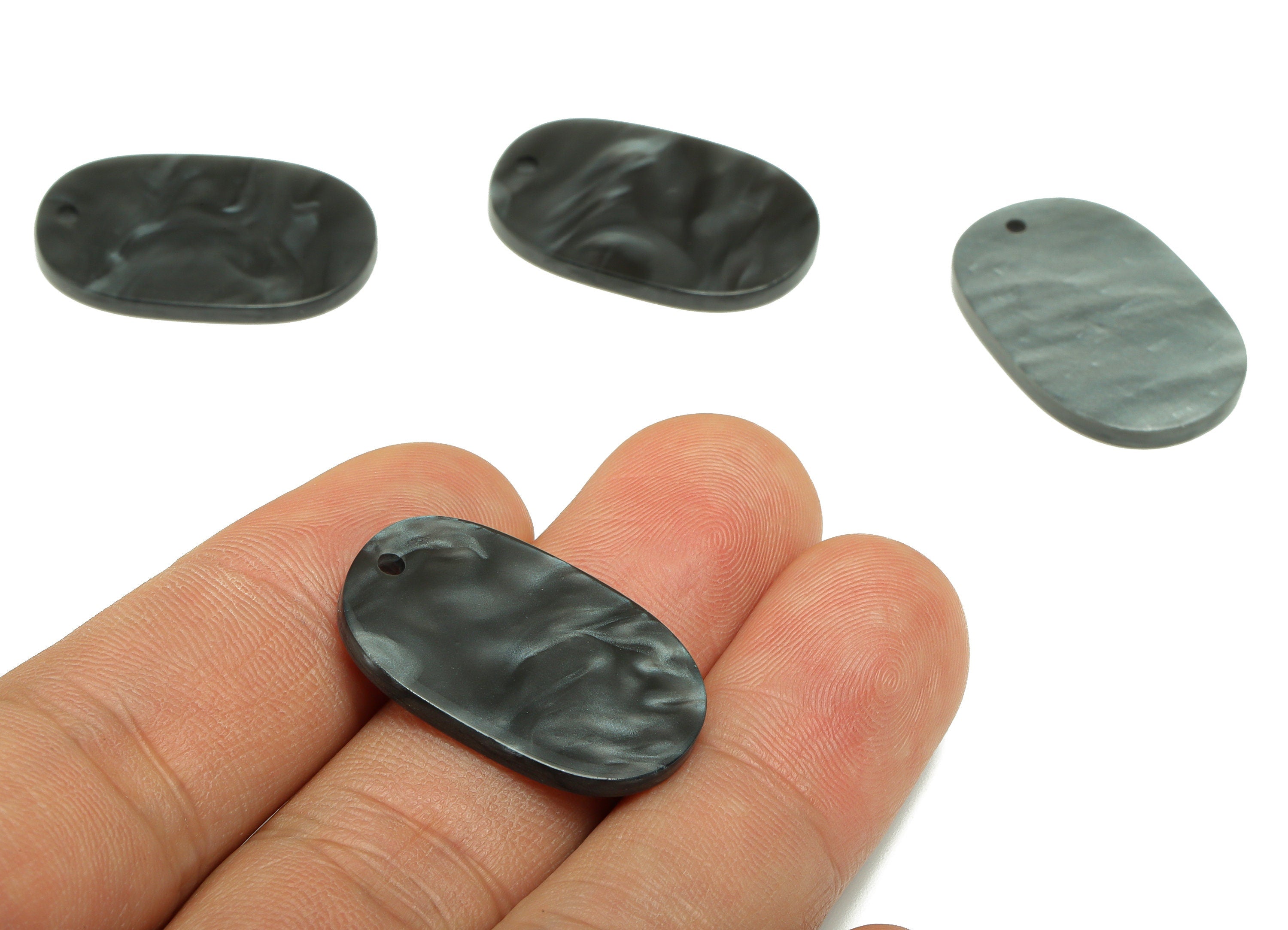 Acrylic Oval Earring Charms - Oval Gray Pendant - Earring Findings - Jewelry Supplies - Color Code: A897- 27.37x17.76 x 2.35mm- AC1158-A897 - DOMEDBAZAAR