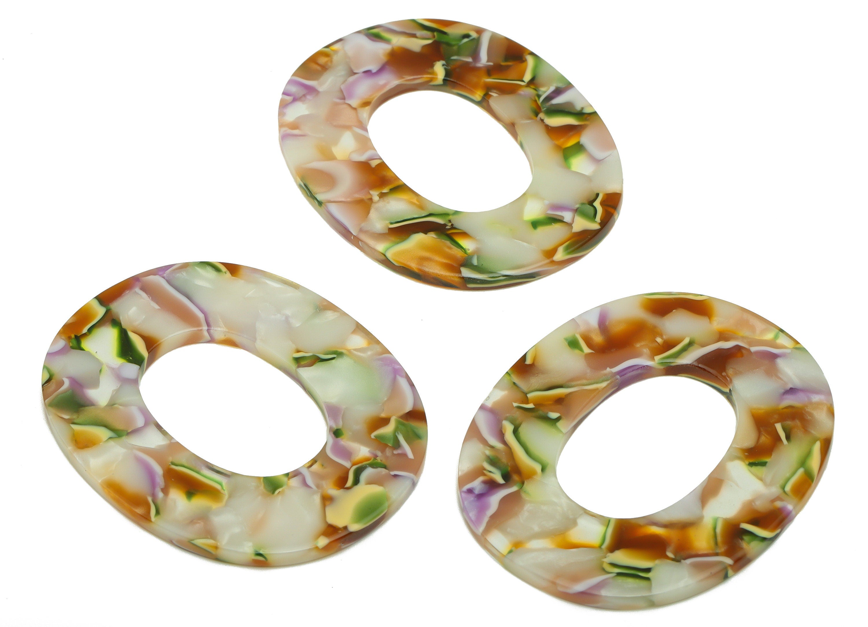 Acetic Acid Oval Charms - Oval Earrings and Pendant - Earring Findings - Jewelry Supplies - Ellipse Charm -50.14x40.11x 2.6mm- AC1012-A537 - DOMEDBAZAAR