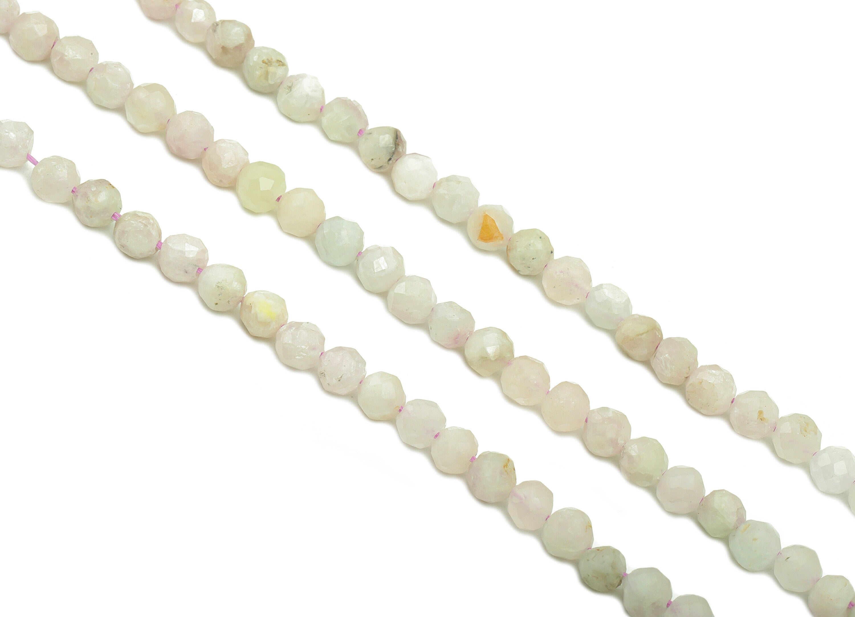 Kunzite Round Crystal Beads 4mm - 15.5 inch - Round Faceted Gemstone Beads - Natural Stone Beads - 4.33 x 4.33 x 4.38mm - NS1890 - DOMEDBAZAAR