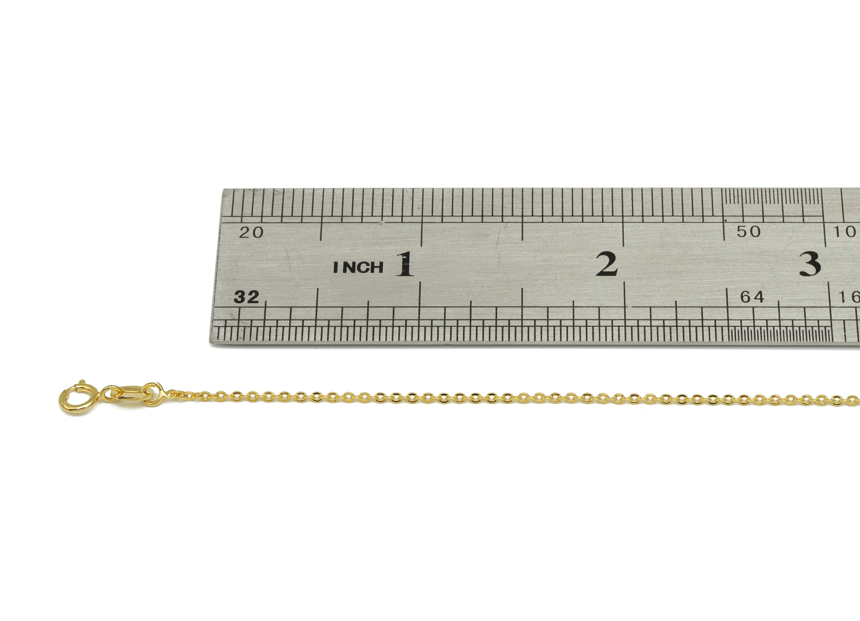Brass Cable Chain - Finished Cable Chain - 48cm Flat Cable Chain - 18K Real Gold Plated Brass - Cable Chain - 5.71x 7.64x 0.94mm - RGP6434 - DOMEDBAZAAR