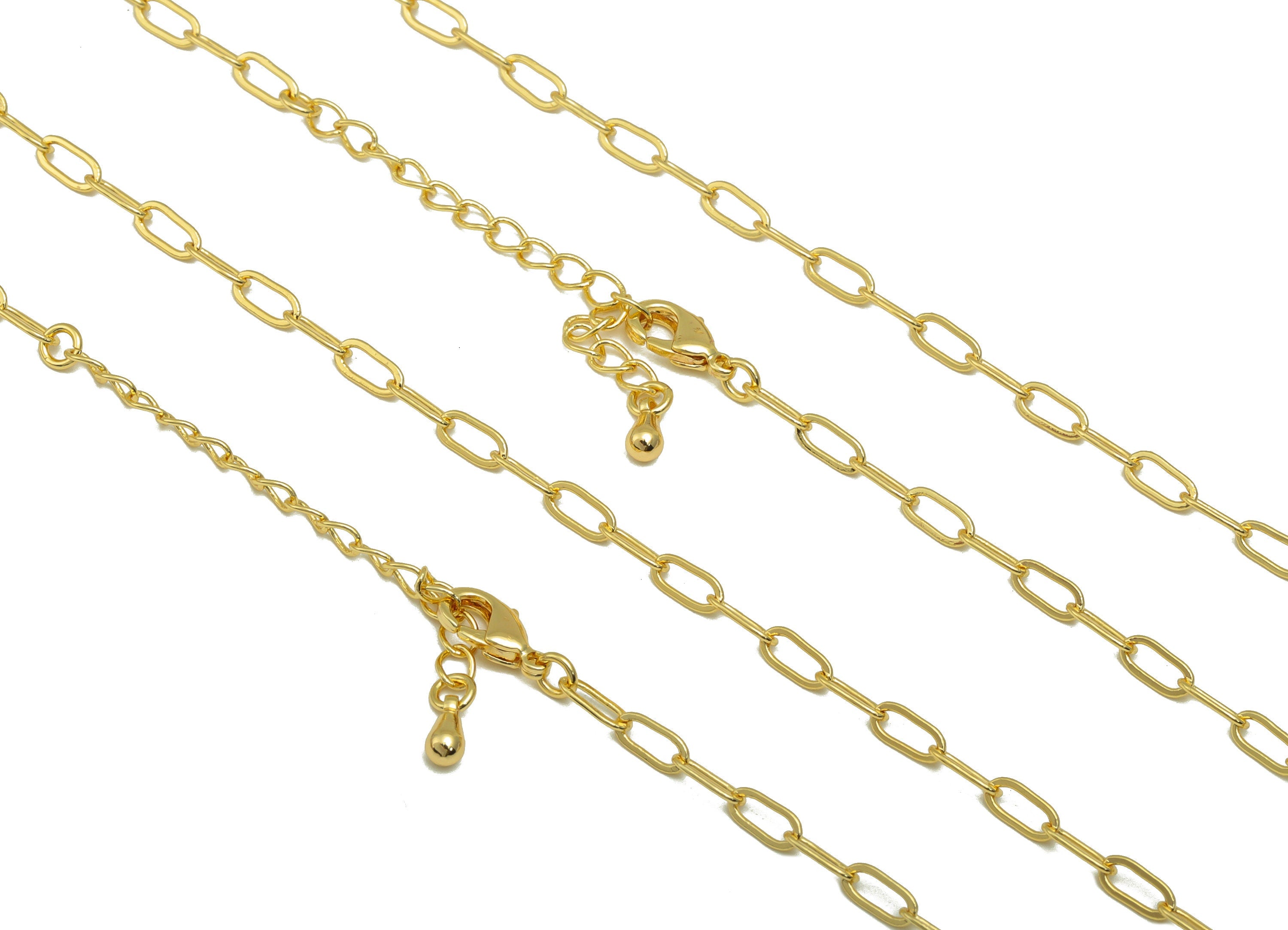 Brass Cable Chain - 46cm Finished Chain - Cable Chain - 18K Real Gold Plated Brass Cable Chain - 6.28x 3x 0.45mm - RGP6329 - DOMEDBAZAAR