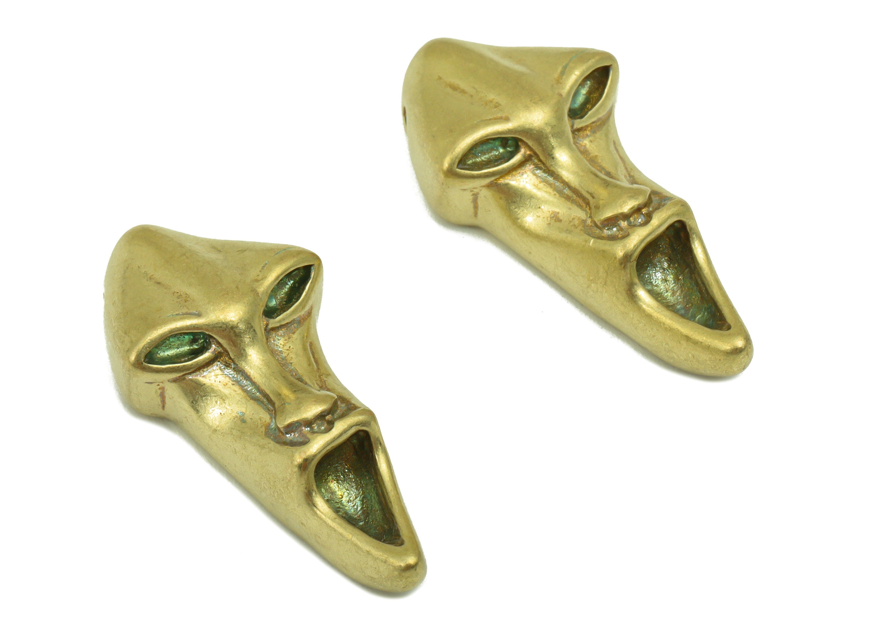Brass Anomalous Face Pendant -Alien Charm  -Figure Charm - For Necklace - Jewelry Supplies -29x 13 x 1.32mm-PP8461 - DOMEDBAZAAR