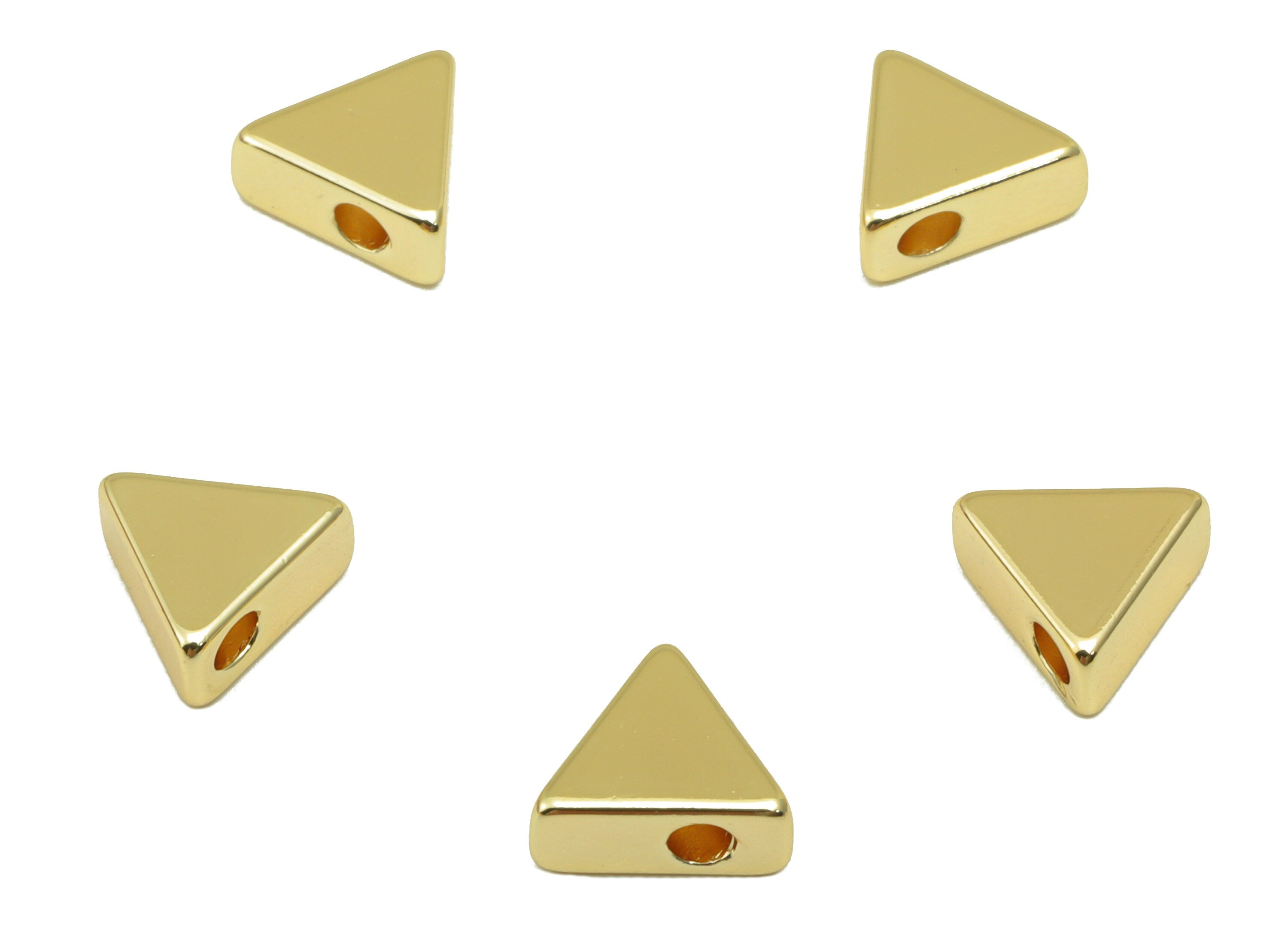 Brass Spacer Beads - Brass Triangle Beads - For Bracelet - For Necklace - 18K Real Gold Plating Brass - 6.85x7.75x 3.15mm -  RGP6538 - DOMEDBAZAAR
