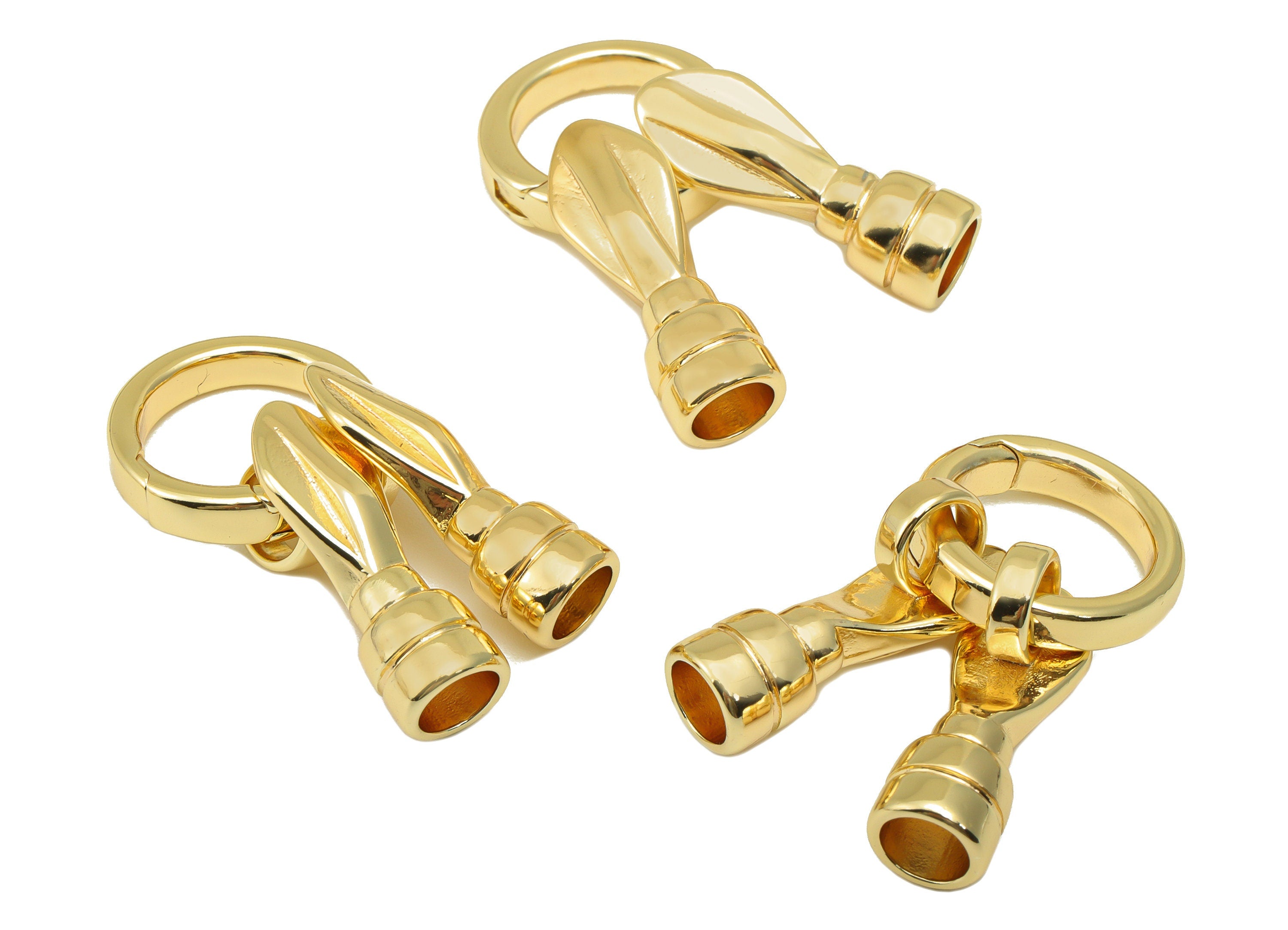 Brass Round Carabiner - Brass Round Hoop Clasp - For Necklaces And Bracelet - 18K Real Gold Plating Brass - 37.35x18.66x 2.27mm - RGP6540 - DOMEDBAZAAR