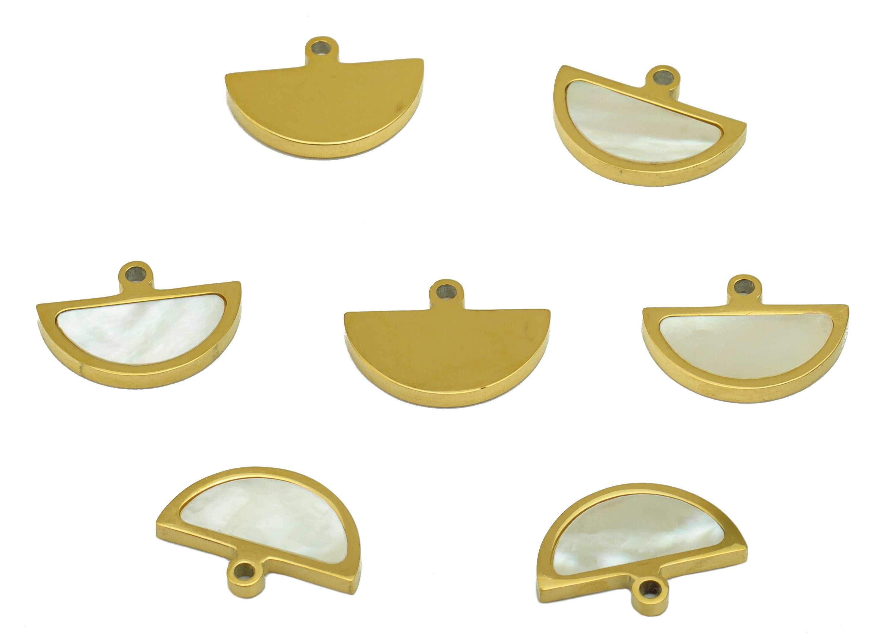 Stainless Steel Shell Earring Charm - Half Moon Charm - Steel Moon Pendant - Stainless Steel -18k Real Gold Plated - 13x9x1.65mm- RGP6580 - DOMEDBAZAAR