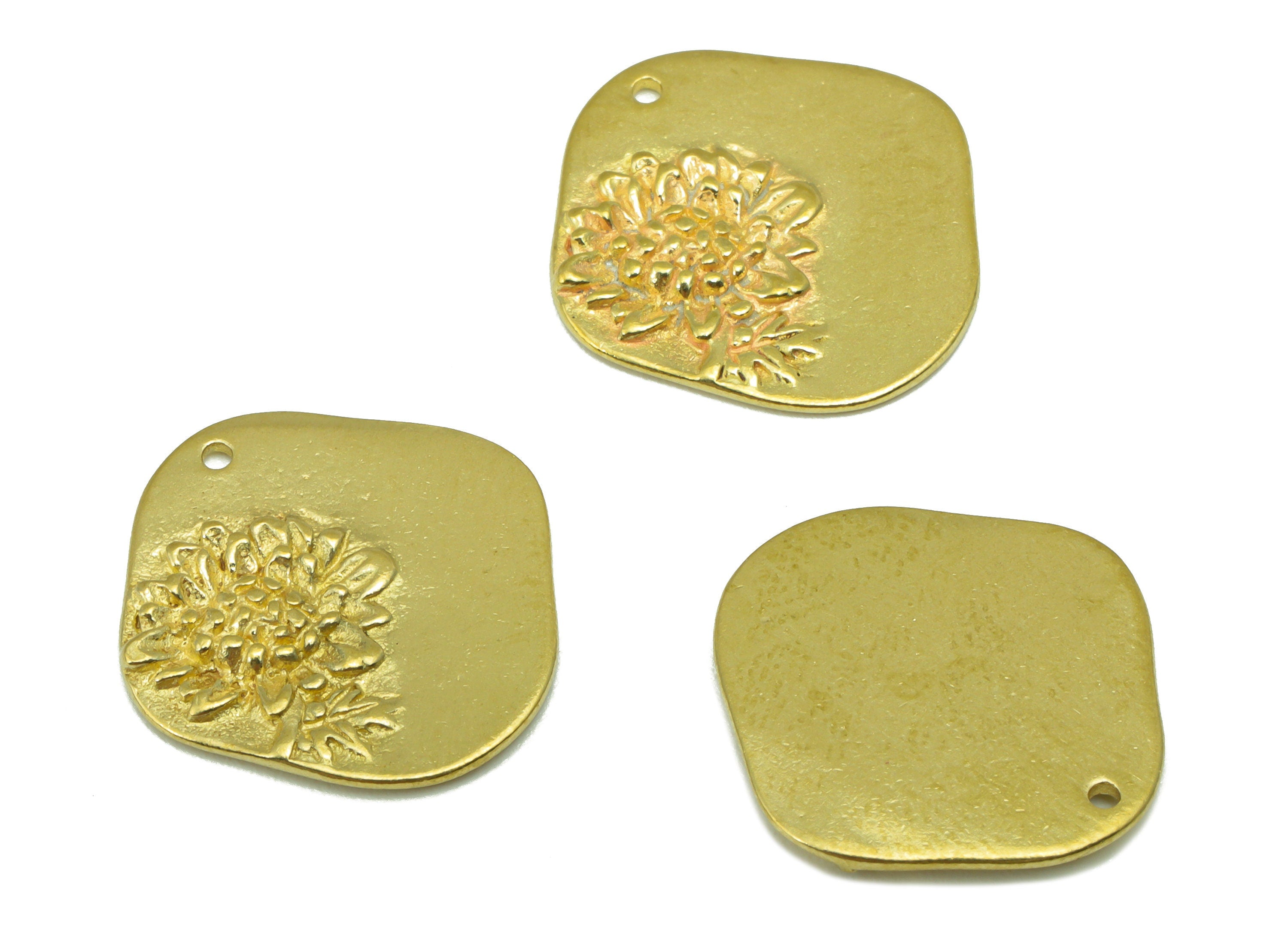 Brass Square Flower Pendant - Peony Flower Charm - Peony Flower Earring - Jewelry Supplies -18 x 17x 1.48mm-PP8455 - DOMEDBAZAAR
