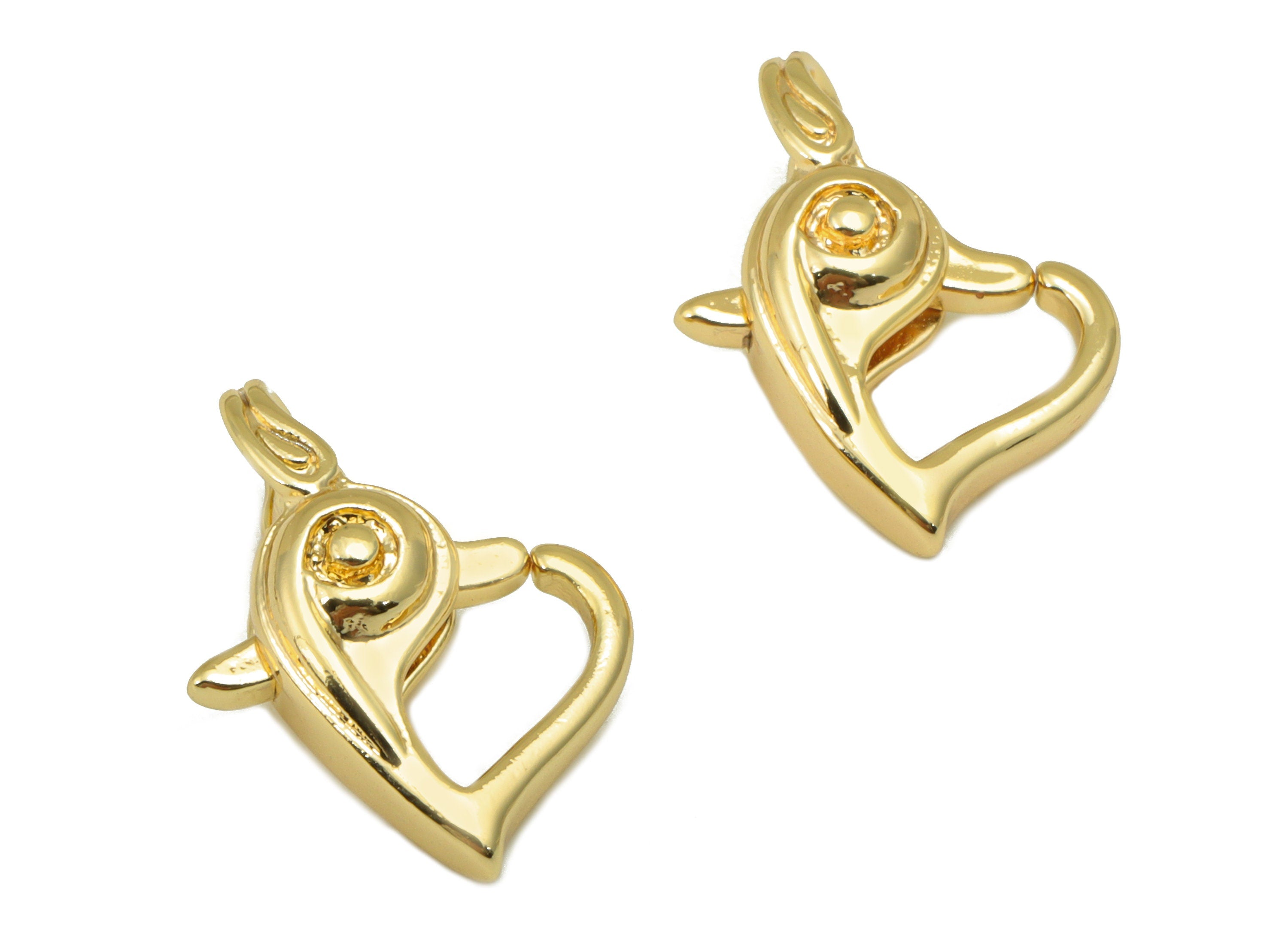 Brass Heart Charm - Brass Heart Bird Clasp - Parrot Clasp Charm For Pendant - Animal For Necklace - 18K Real Gold Plated-17x12x5mm - RGP6360 - DOMEDBAZAAR