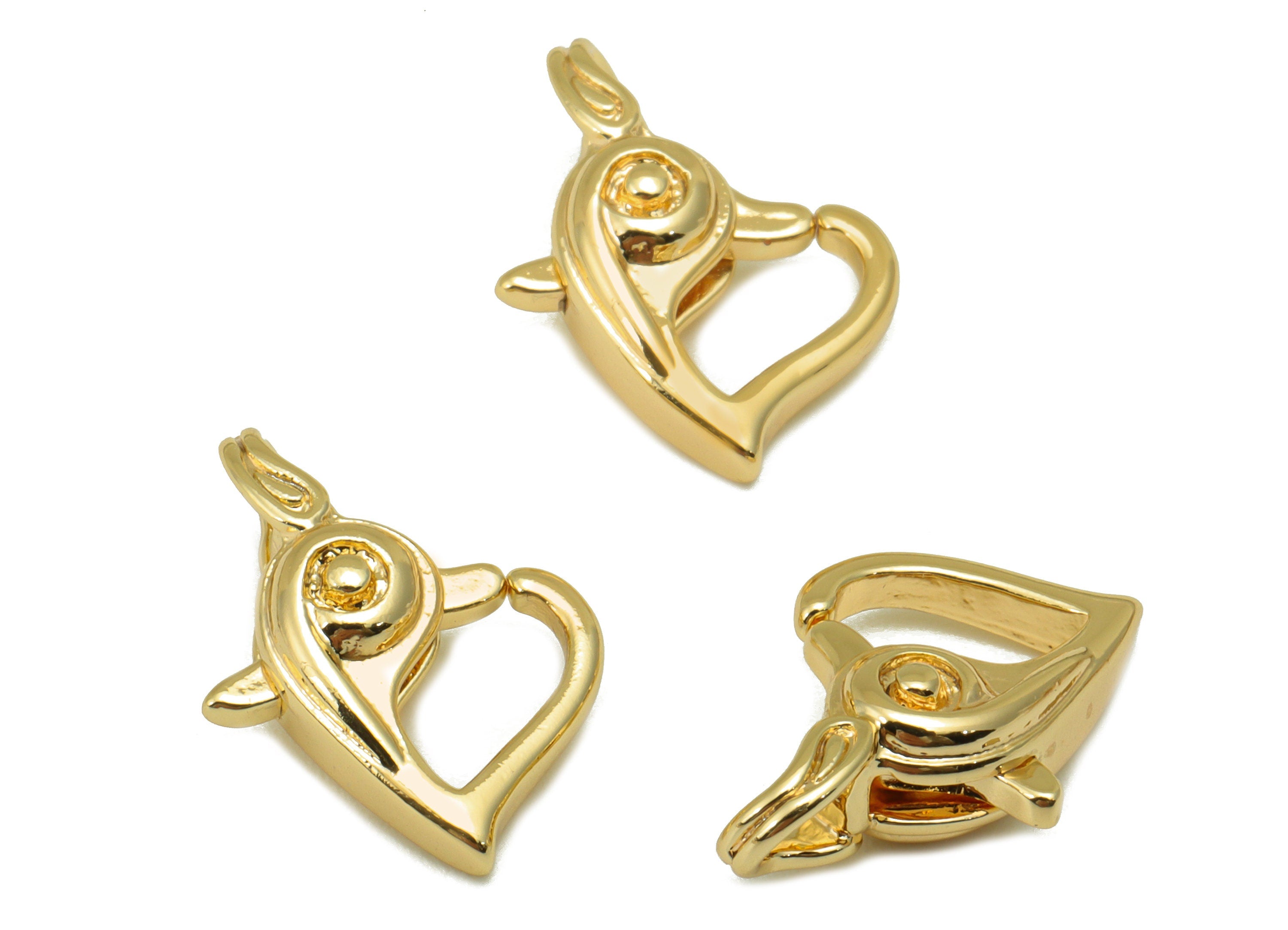 Brass Heart Charm - Brass Heart Bird Clasp - Parrot Clasp Charm For Pendant - Animal For Necklace - 18K Real Gold Plated-17x12x5mm - RGP6360 - DOMEDBAZAAR