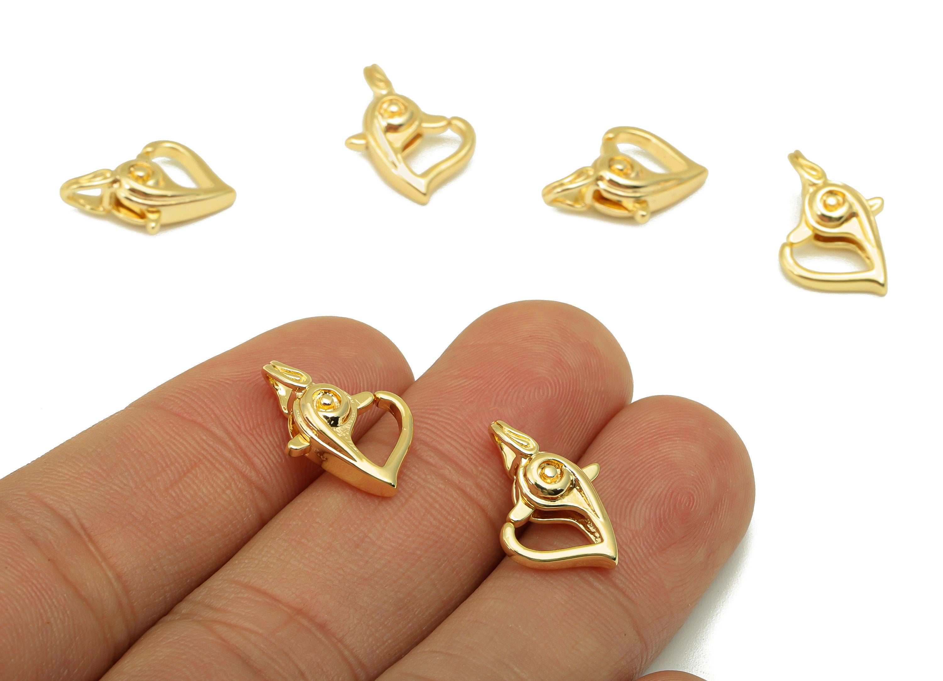 Brass Heart Charm - Brass Heart Bird Clasp - Parrot Clasp Charm For Pendant - Animal For Necklace - 18K Real Gold Plated-17x12x5mm - RGP6360 - DOMEDBAZAAR