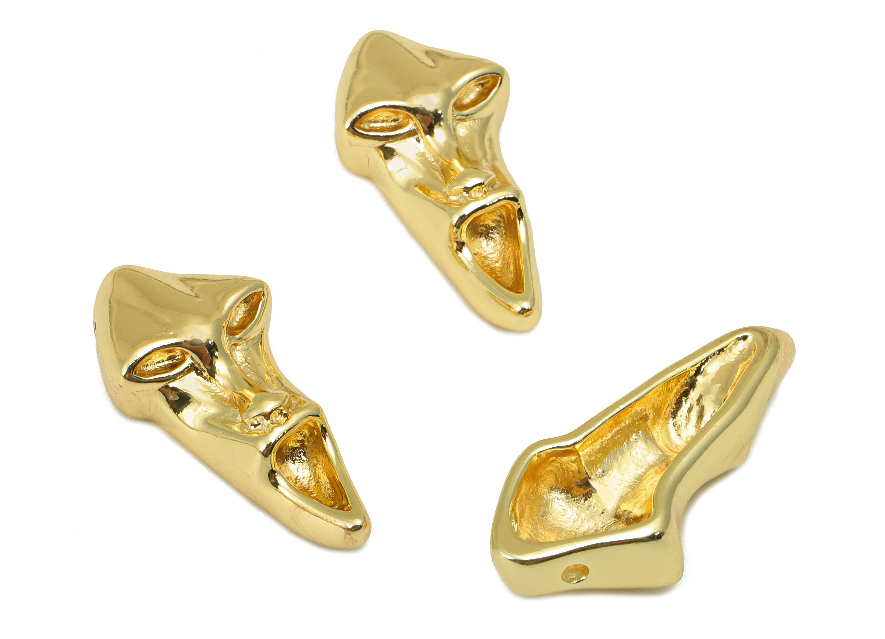 23Brass Alien Charm - Brass Skull Charm - Devil Head Charm For Pendant - Letter For Necklace - 18K Real Gold Plated -30x13.28x1.6mm- RGP6456 - DOMEDBAZAAR