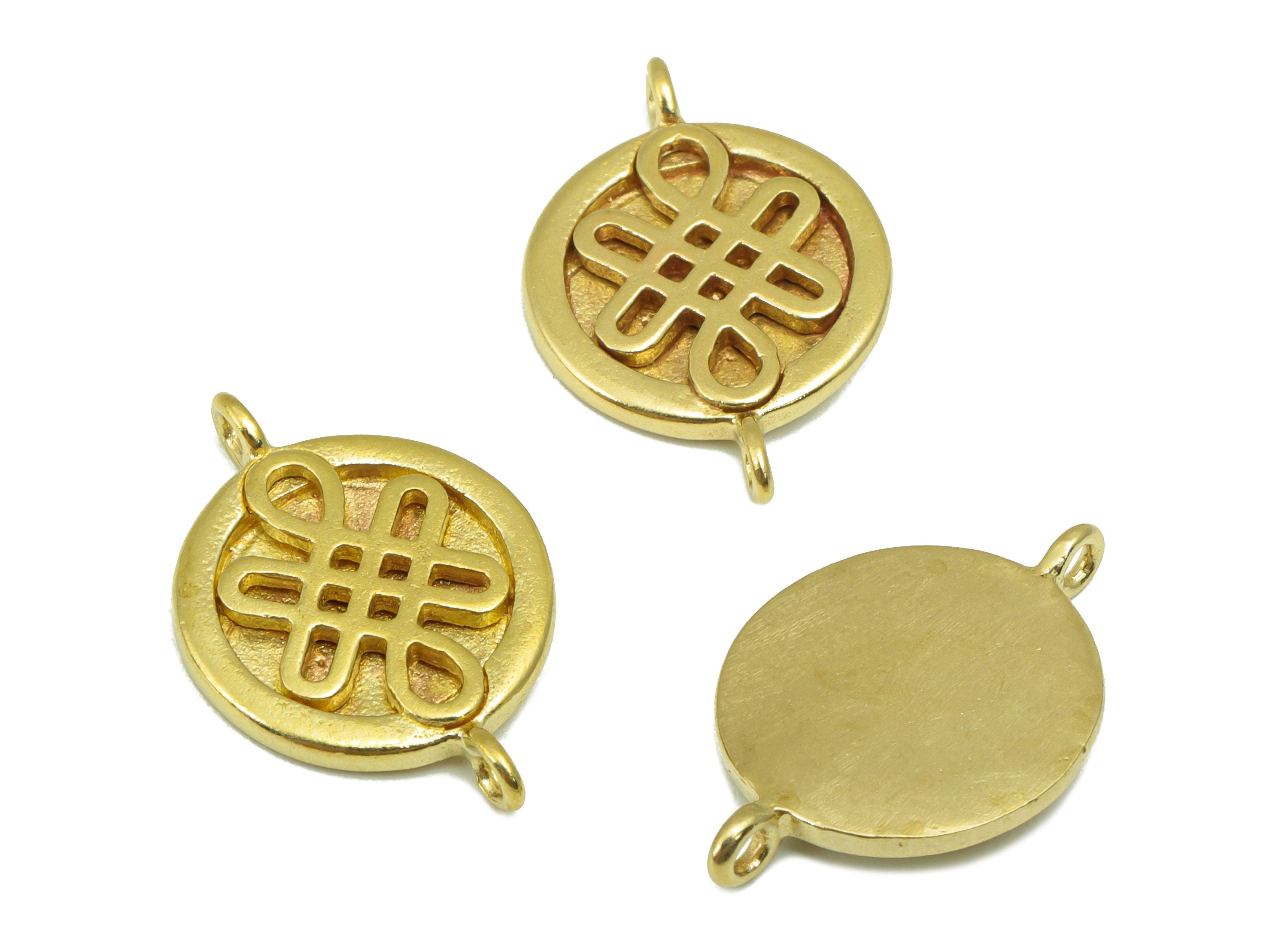 Brass Round Earring Charm - Brass Chinese Knot Connector - For Bracelet - Jewelry Making Supplies - 22x 14.x 1.91mm -PP8487 - DOMEDBAZAAR