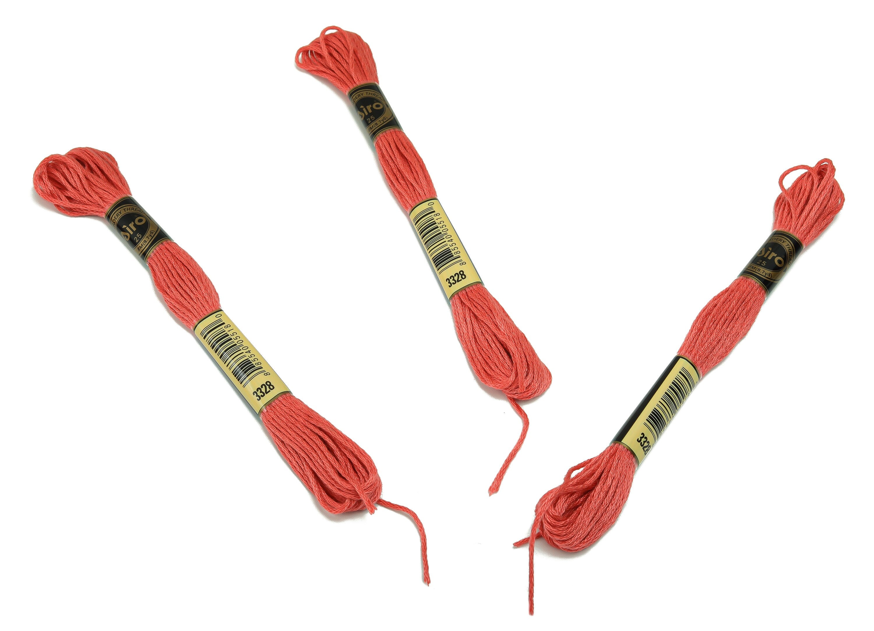 Embroidery Floss - 12 Skeins of 8 meters - Embroidery Thread - Cross Stitch Floss - Embroidery Accessories - HM1055-3328 - DOMEDBAZAAR