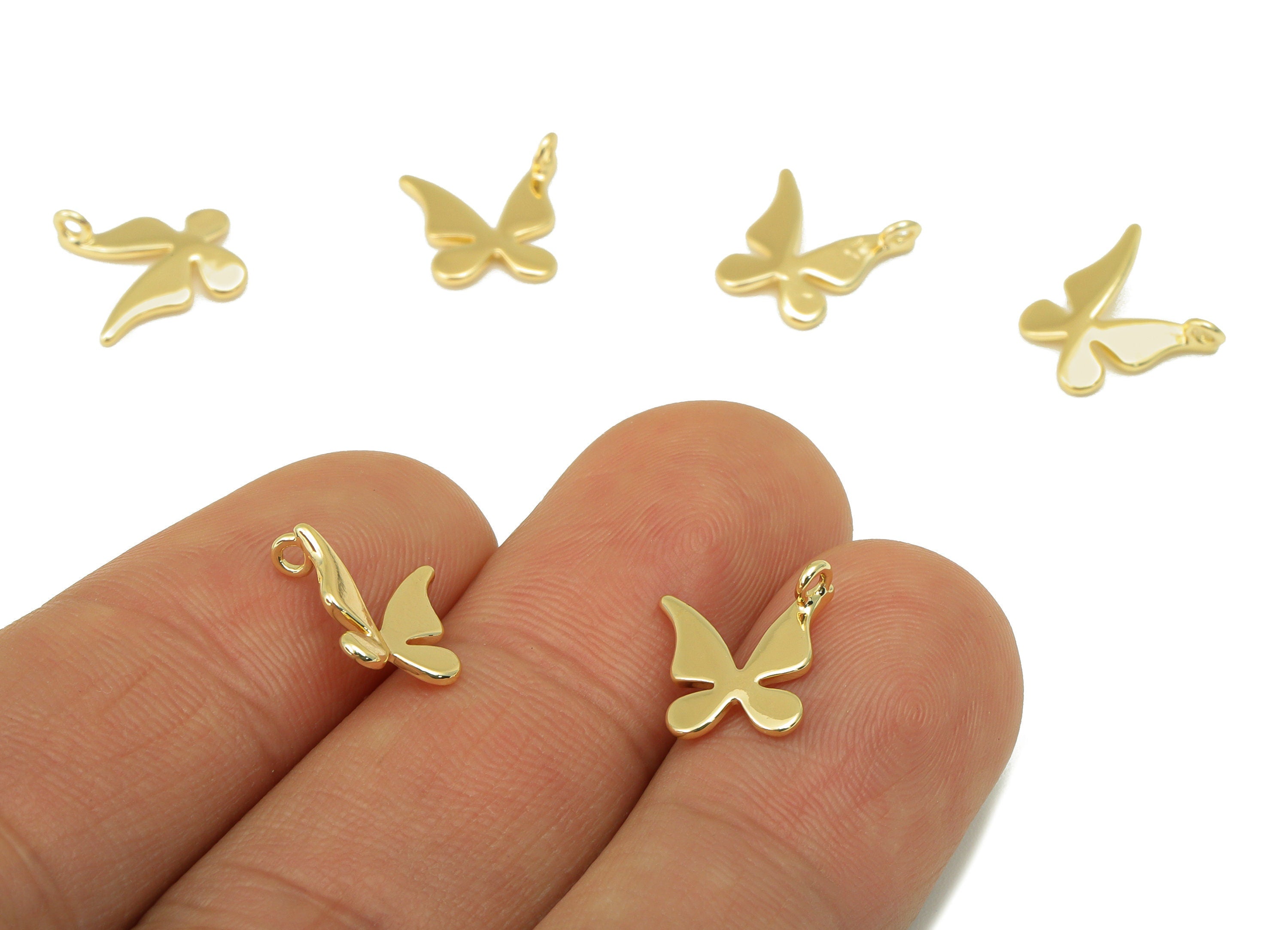 Brass Butterfly Charm - Brass Mini Butterfly Charm- Animal Earring Charm - For Necklace - 18K Real Gold Plated - 10.66x 9.9x 1.01mm- RGP6248 - DOMEDBAZAAR